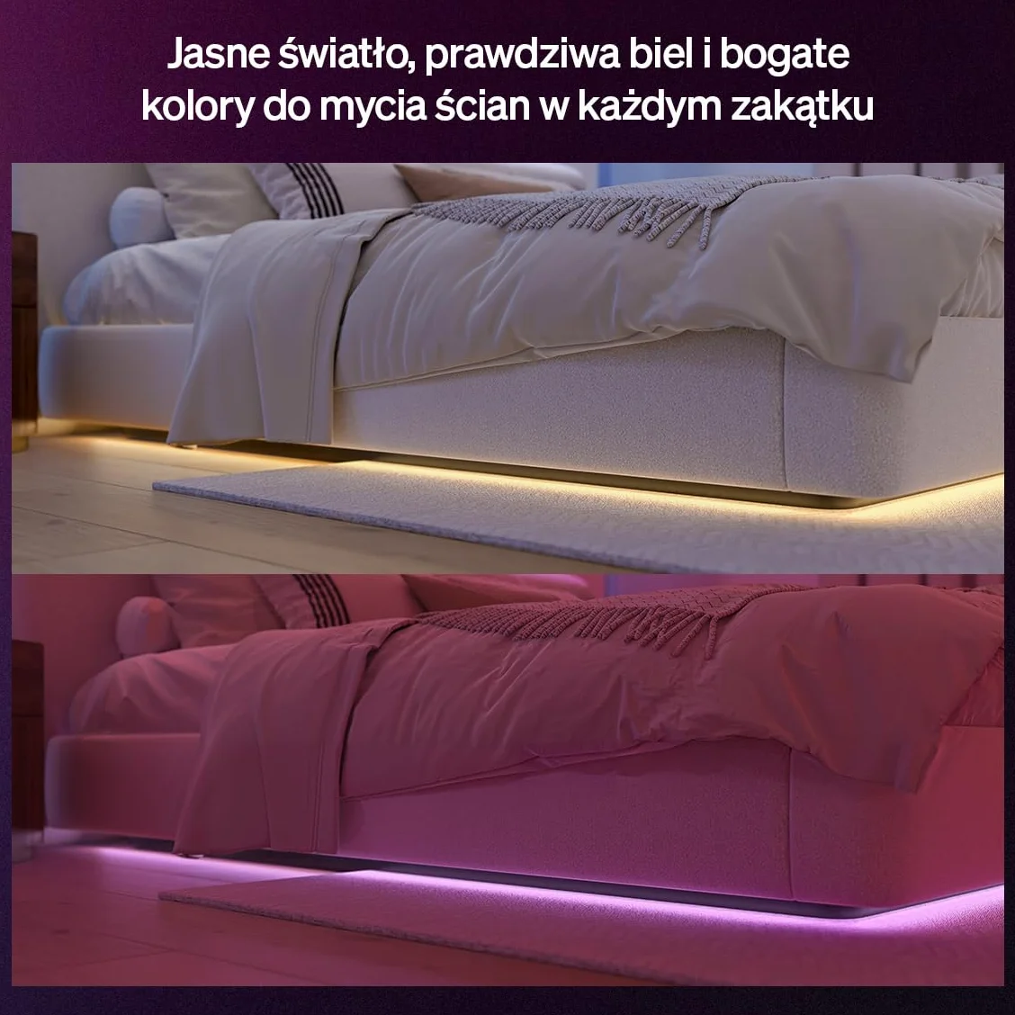 Philips Hue Flux 5 m LED, 2000 lm, żywe kolory i atmosfera, elastyczna, Chromasync™, RGBWWIC, przycinanie i przedłużanie, sterowanie aplikacją i głosem, do wnętrz.