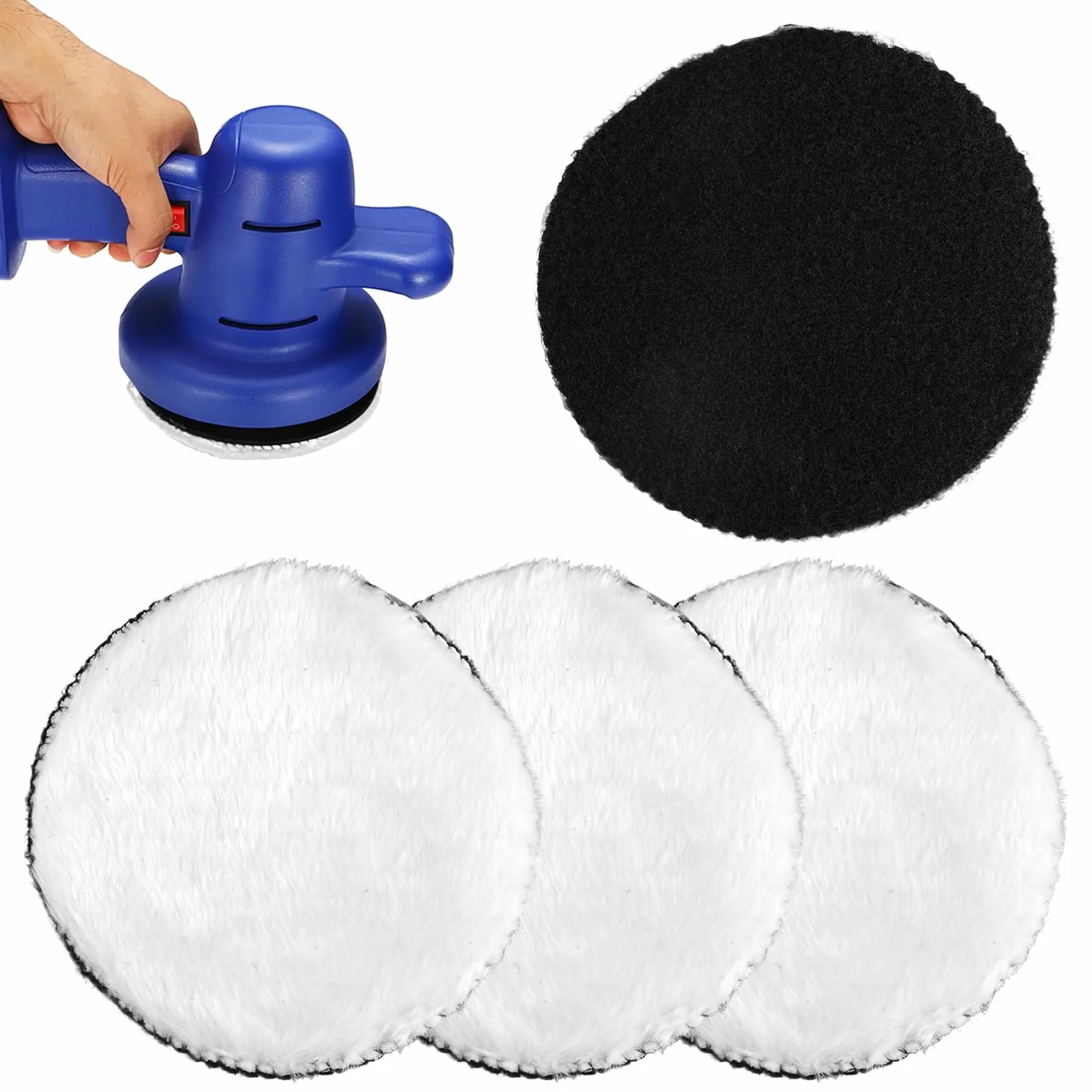 4 sztuki podkładek polerskich z wełny jagnięcej, 125 mm, krążki polerskie z rzepem, tarcze polerskie z wełny jagnięcej, krążki polerskie na rzep, nakładka polerska, kompatybilne z samochodami