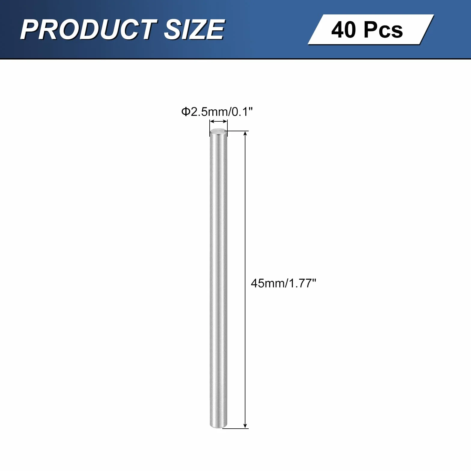QUARKZMAN 40 szt. M2,5 x 45 mm 304 wtyczka centrująca ze stali nierdzewnej, cylindryczny uchwyt na półkę równoległą do produkcji mechanicznej, przemysłu, montażu mebli, srebrny