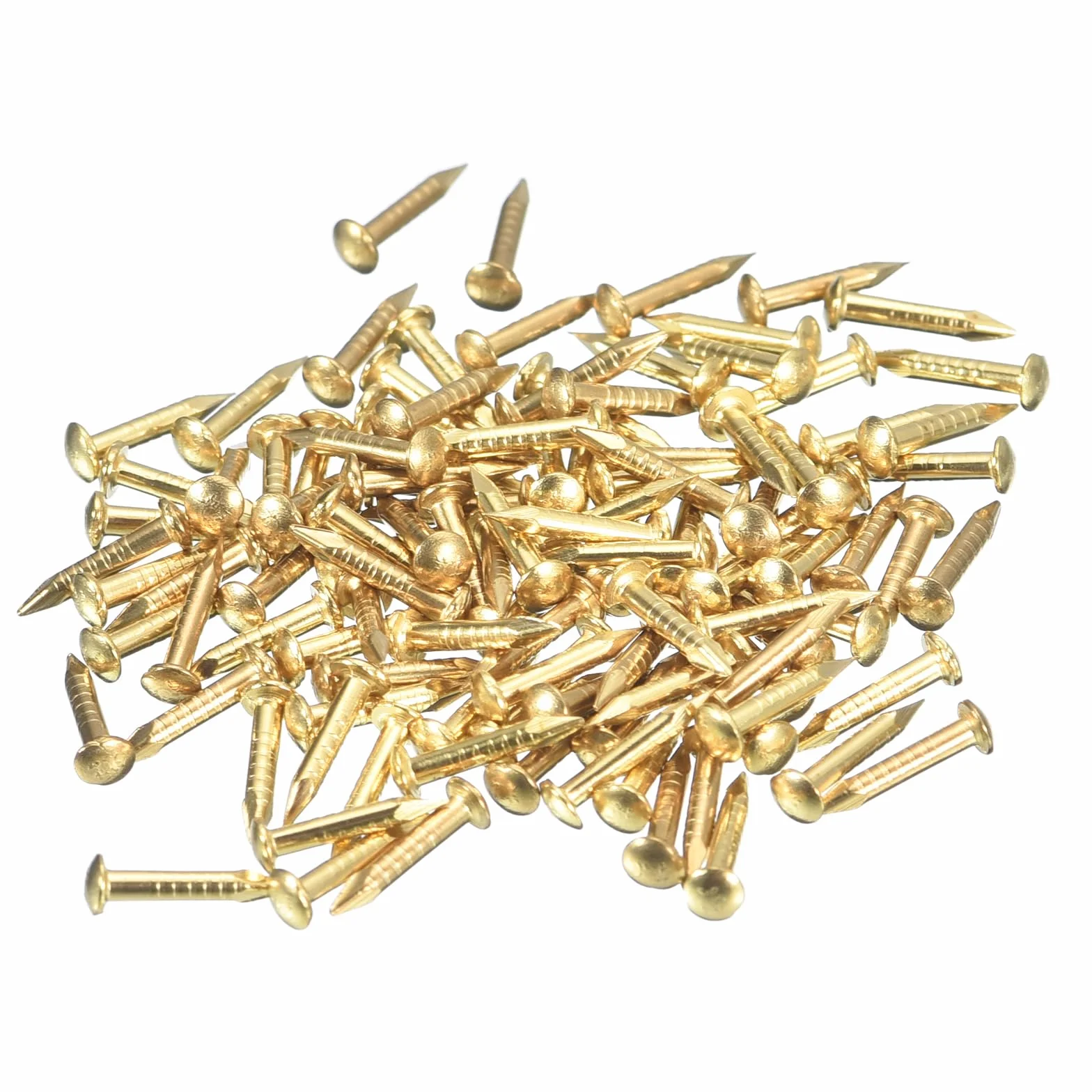 QUARKZMAN 250 szt. małe gwoździe 1,2 mm x 8 mm (Dxl) mosiężne gwoździe osprzęt małe gwoździe obrazy do dekoracji pudełek DIY drewno akcesoria do domu, odcienie mosiądzu
