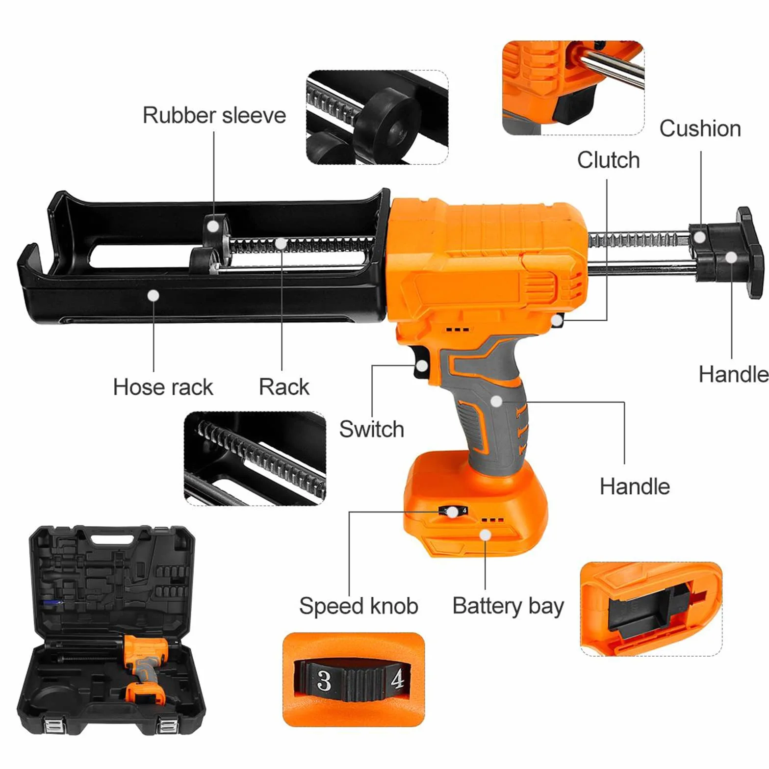 Elektryczny pistolet do uszczelniania paneli z podwójnym wkładem, 800 kg ± 50 kg Podwójny pistolet do aplikacji żywicy epoksydowej, do dekoracji wnętrz