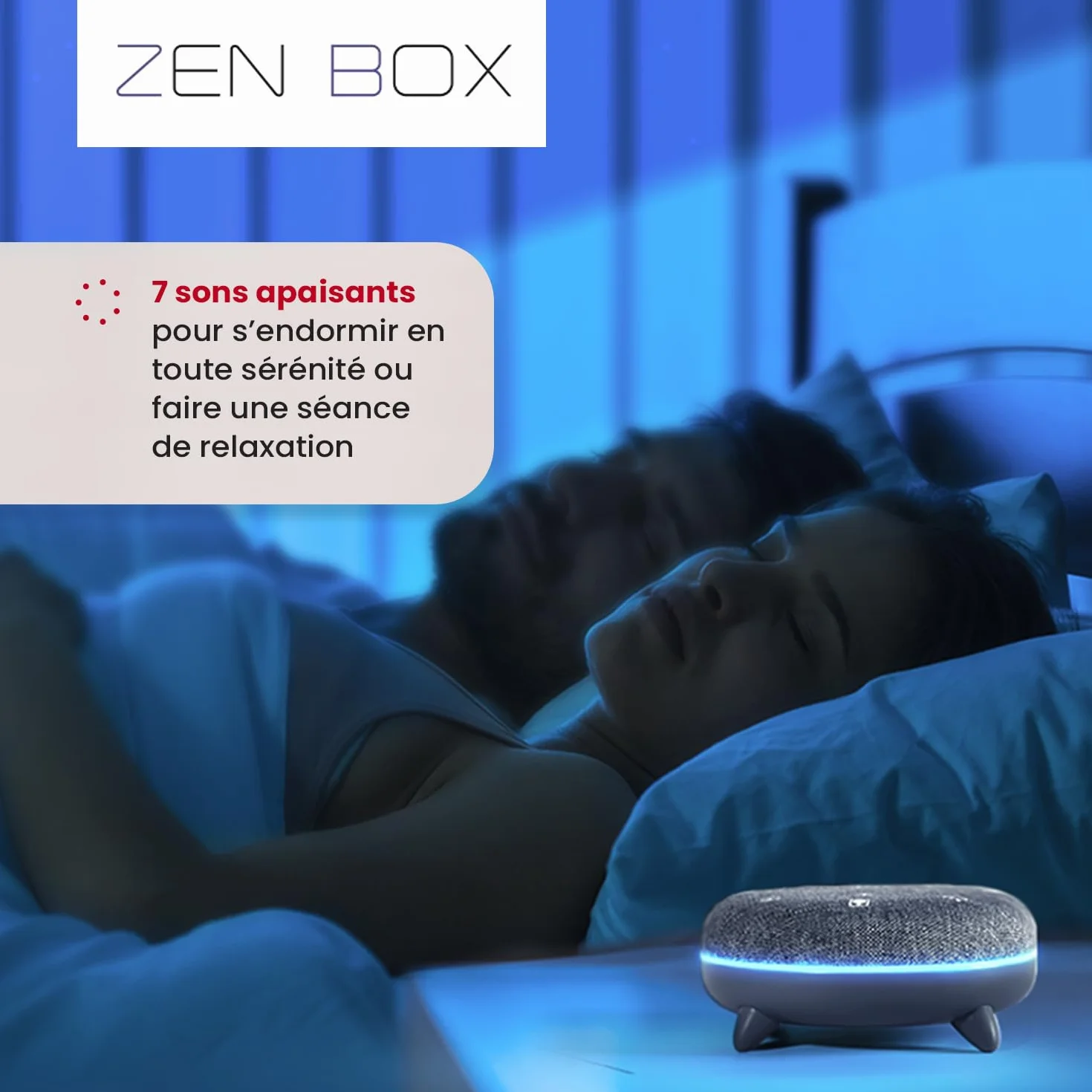 TERRAILLON ZEN BOX Biała Maszyna do Szumów z 7 Kojącymi Dźwiękami Bluetooth 8 Jasnych Nastrojów 30-60-90 min USB-C