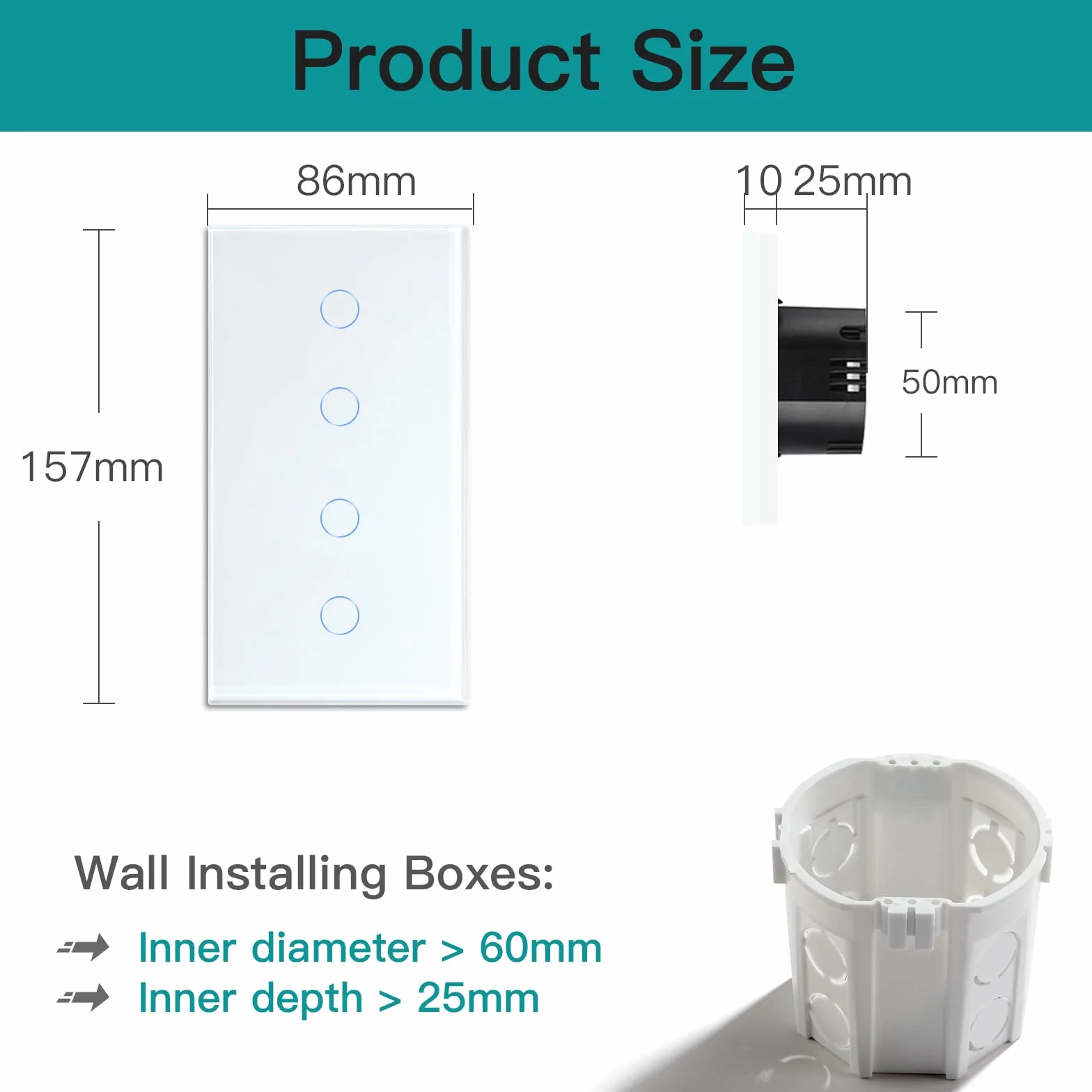 BSEED Smart Alexa włącznik światła ze szkła, WiFi Touch przełącznik ścienny, 2-krotny, 1-drożny + 2-drożny 1-drożny (wymagany przewód neutralny), kompatybilny z Alexa/Tuya/Google Home, 157 mm x 86 mm