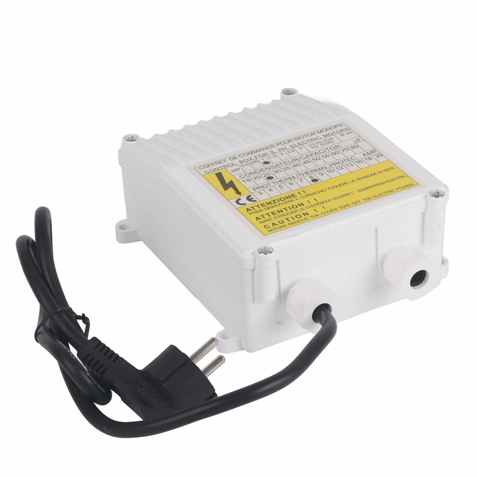 Skrzynka sterująca do zanurzeniowej pompy wodnej, wbudowana skrzynka sterująca do pompy wodnej chroniącej ciepło (750 W, wtyczka UE 220 V)