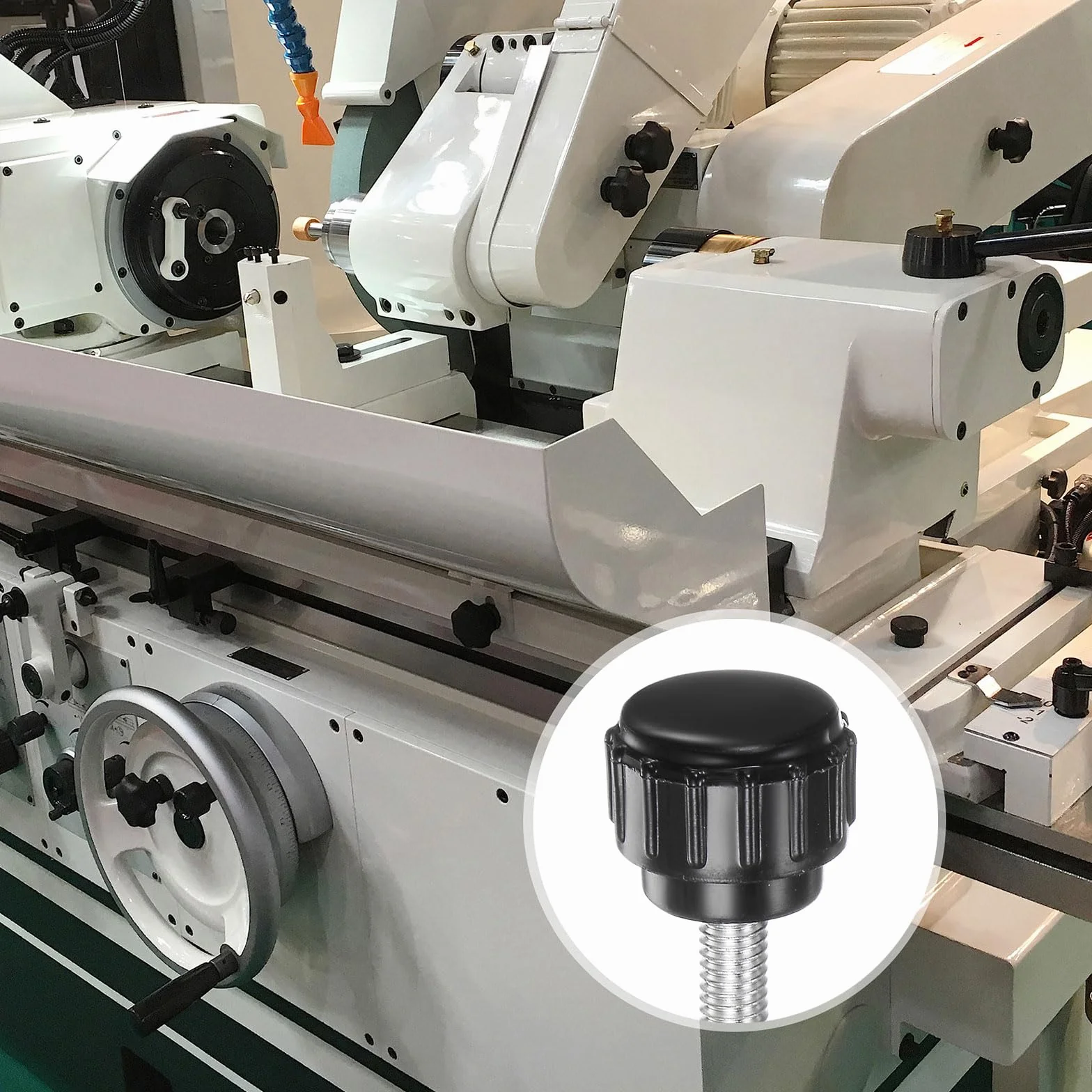 QUARKZMAN 8 sztuk radełkowane uchwyty zaciskowe M4 x 10 mm Śruba z łbem z gwintem męskim stal węglowa ocynkowana metryczna 15 mm okrągła głowa plastikowa gwintowana śruba ręczna czarna
