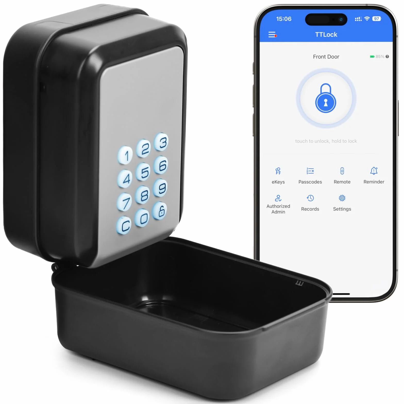 PAIRIER Inteligentna skrzynka na klucze Bluetooth Lock Box z aplikacją TTLock i kodem PIN, sejf na klucze 12-cyfrowy