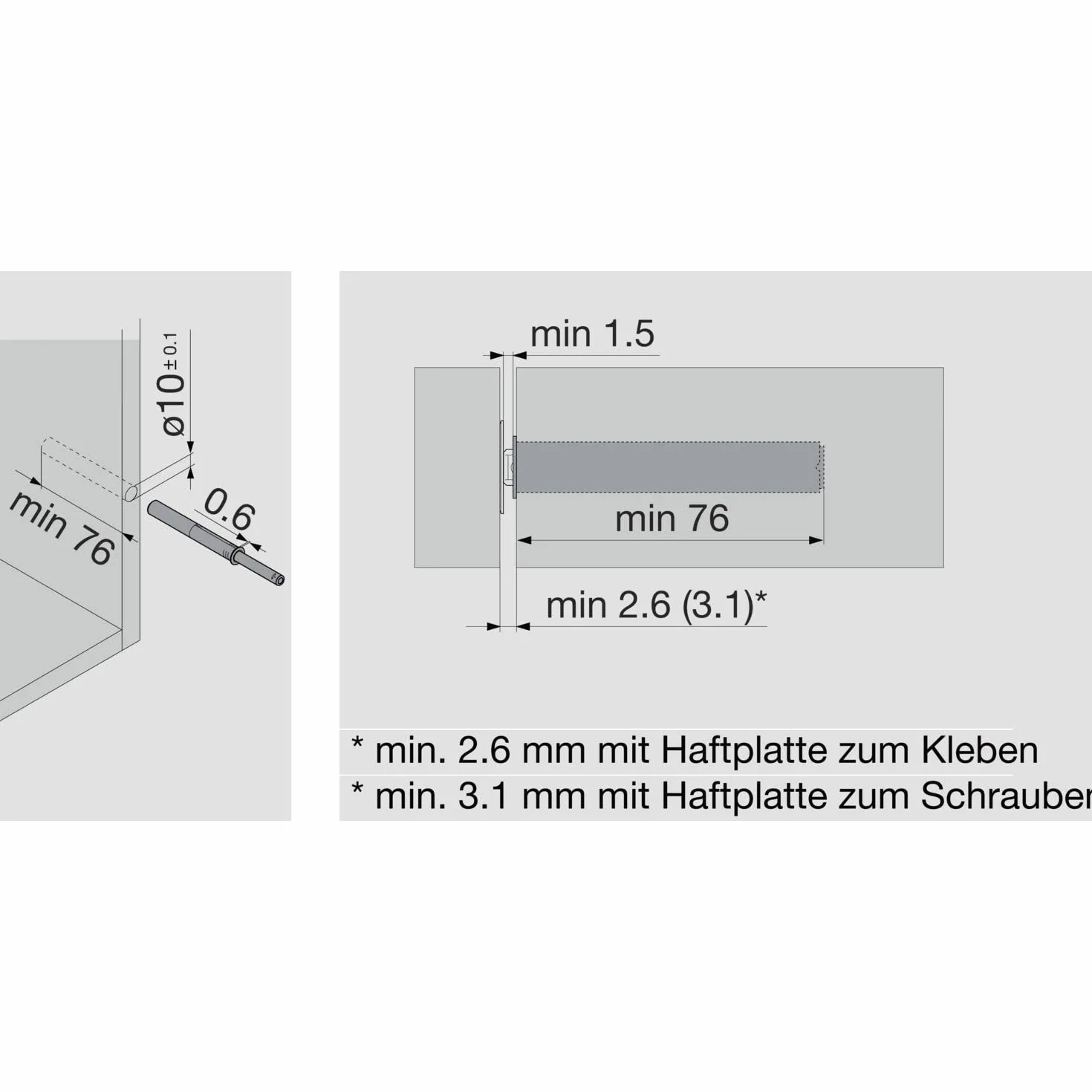 Blum Tip-on do drzwi 956A1004 wersja długa z magnesem, szara