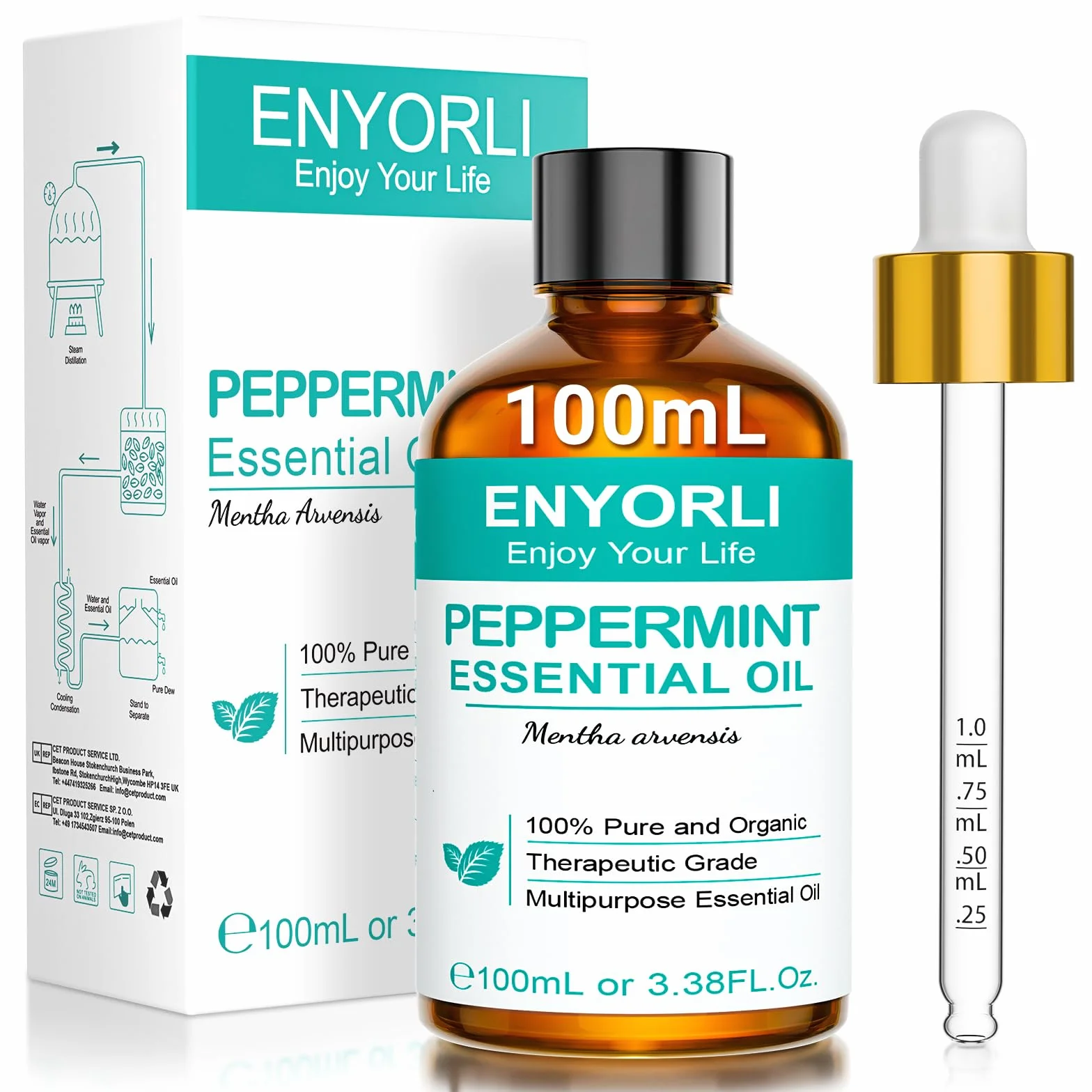 Peppermint Essential Oil 100ml Czysty Olejek z Mięty Pieprzowej do Skóry Twarzy Włosów Aromaterapii Dyfuzorów Produkcji świec Masażu Pielęgnacji Domowej Sterylizacji Użytku Zewnętrzne