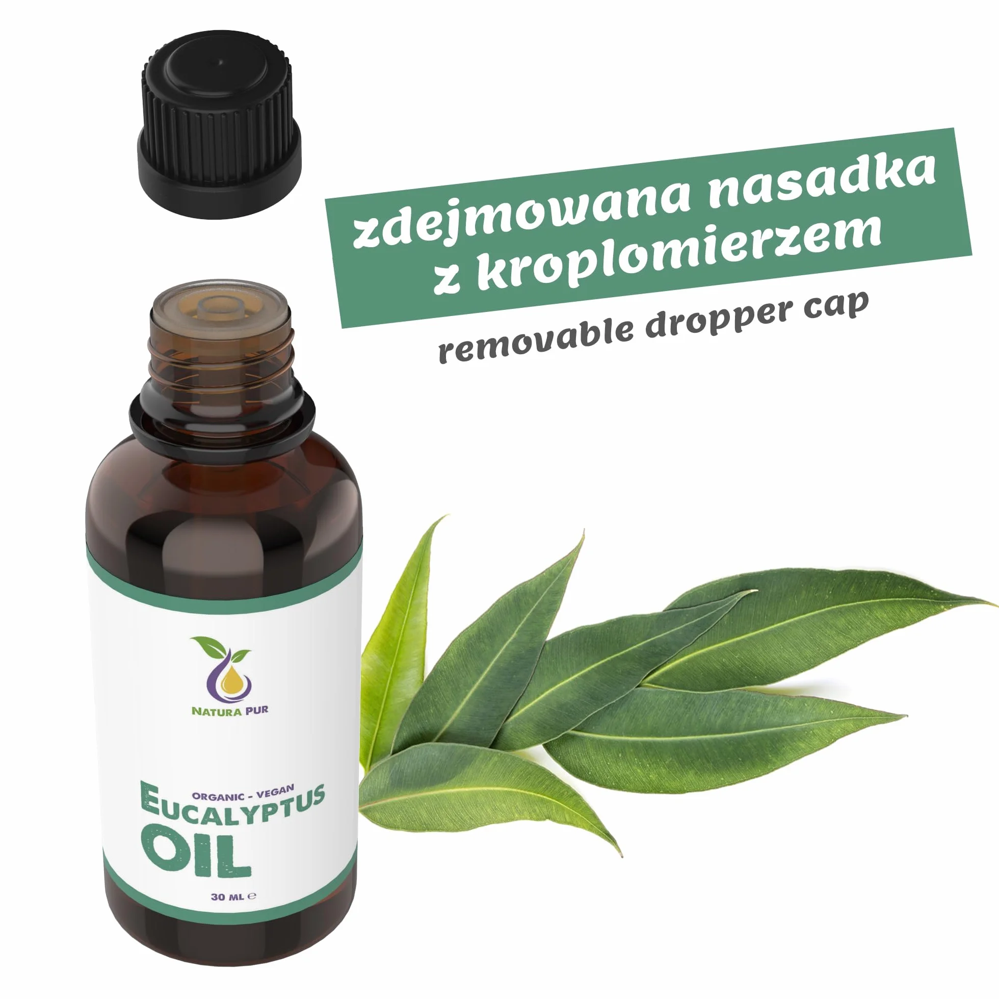 Olejek Eukaliptusowy BIO 30ml 100% Naturalny Eteryczny Wegański Eucalyptus Radiata Leaf Oil do Aromaterapii