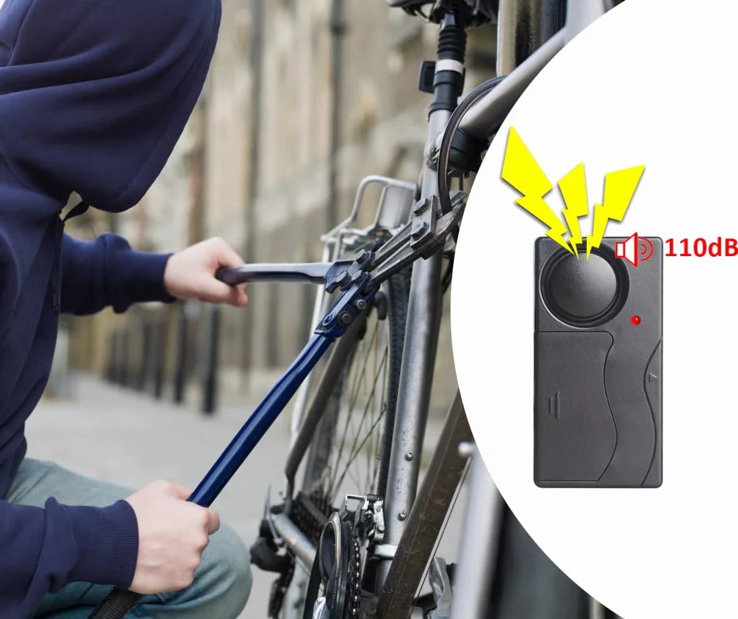 Bezprzewodowy alarm antykradzieżowy, 110 dB, głośna czułość, regulowany czujnik ruchu, system bezpieczeństwa przed włamaniem do drzwi, okna, roweru, kampera