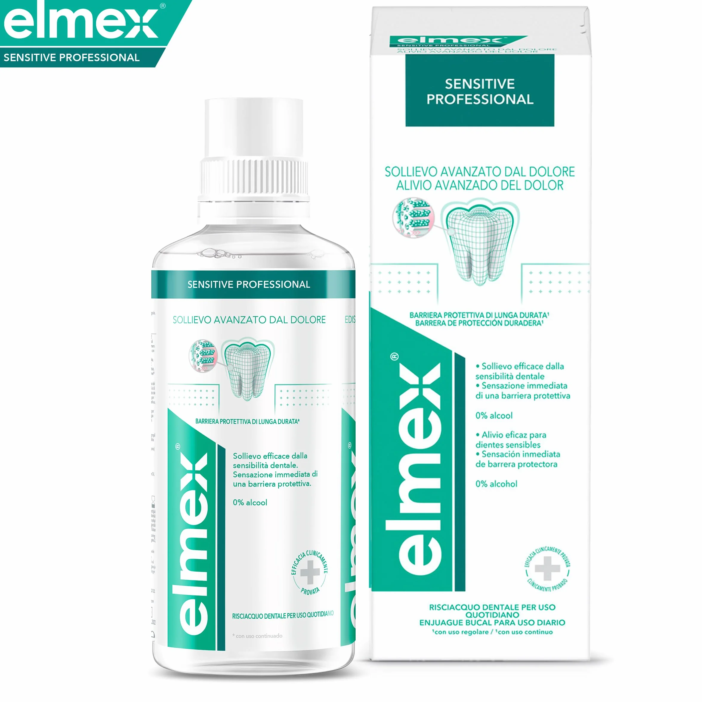 elmex Sensitive Professional 400 ml płyn do płukania jamy ustnej | blokuje ból od wrażliwości | tworzy długotrwałą barierę ochronną | z fluorem do zapobiegania próchnicy zębów i 0% alkoholem