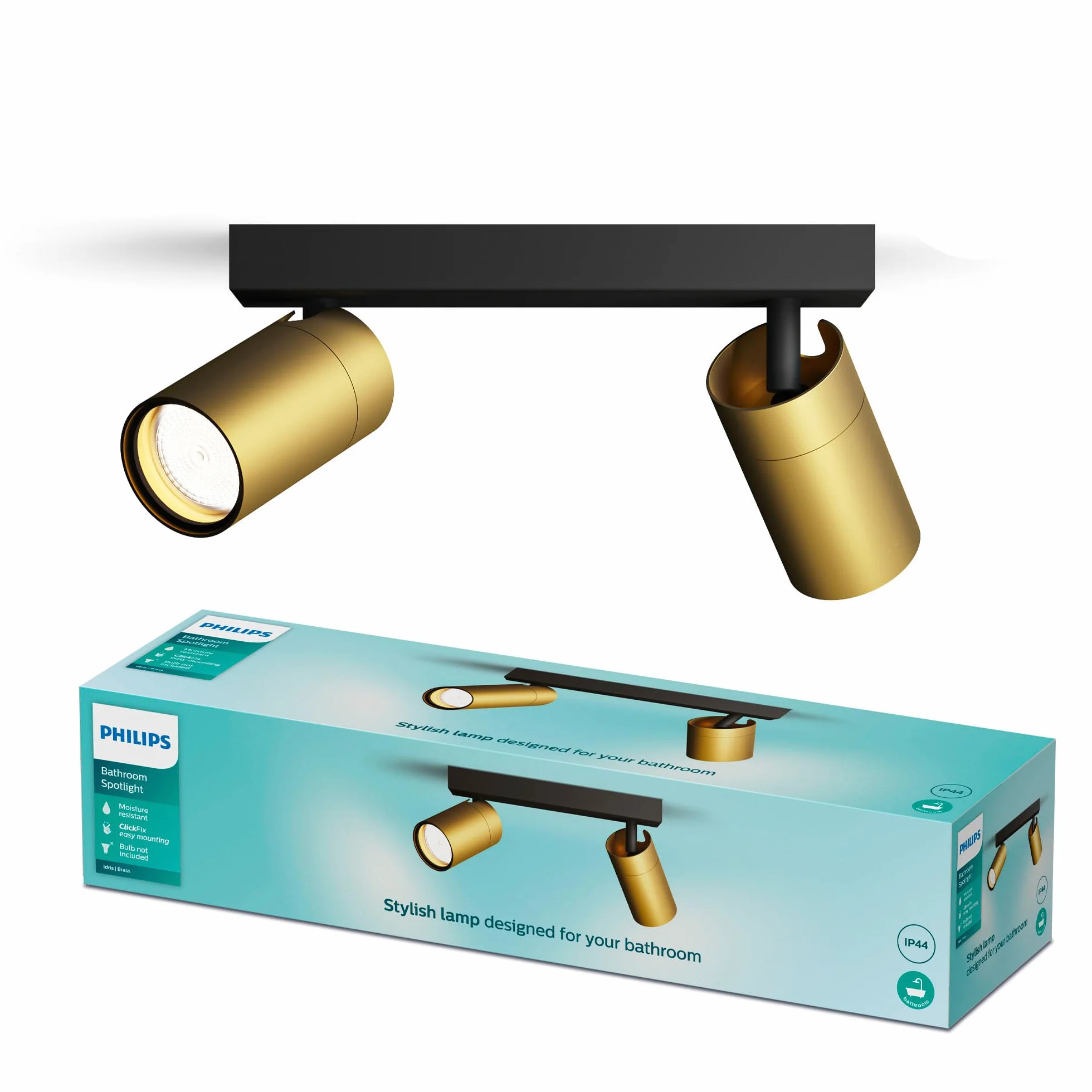 Philips Idris 2 lampa GU10 mosiądz IP44 wodoodporna