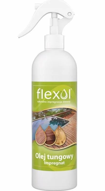 Olej tungowy NATURALNY impregnat do drewna 0,5 L czysty tung oil FLEXOL