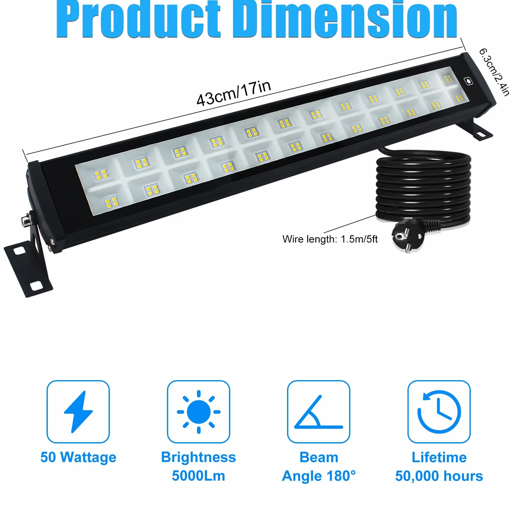 Reflektor LED 50W, Indmird 50000LM Super jasne światło LED Wallwasher 3000K Ciepła biel Reflektor LED IP66 Wodoodporny reflektor zewnętrzny Reflektor LED do dziedzińców ogrodowych Korytarze Drzwi