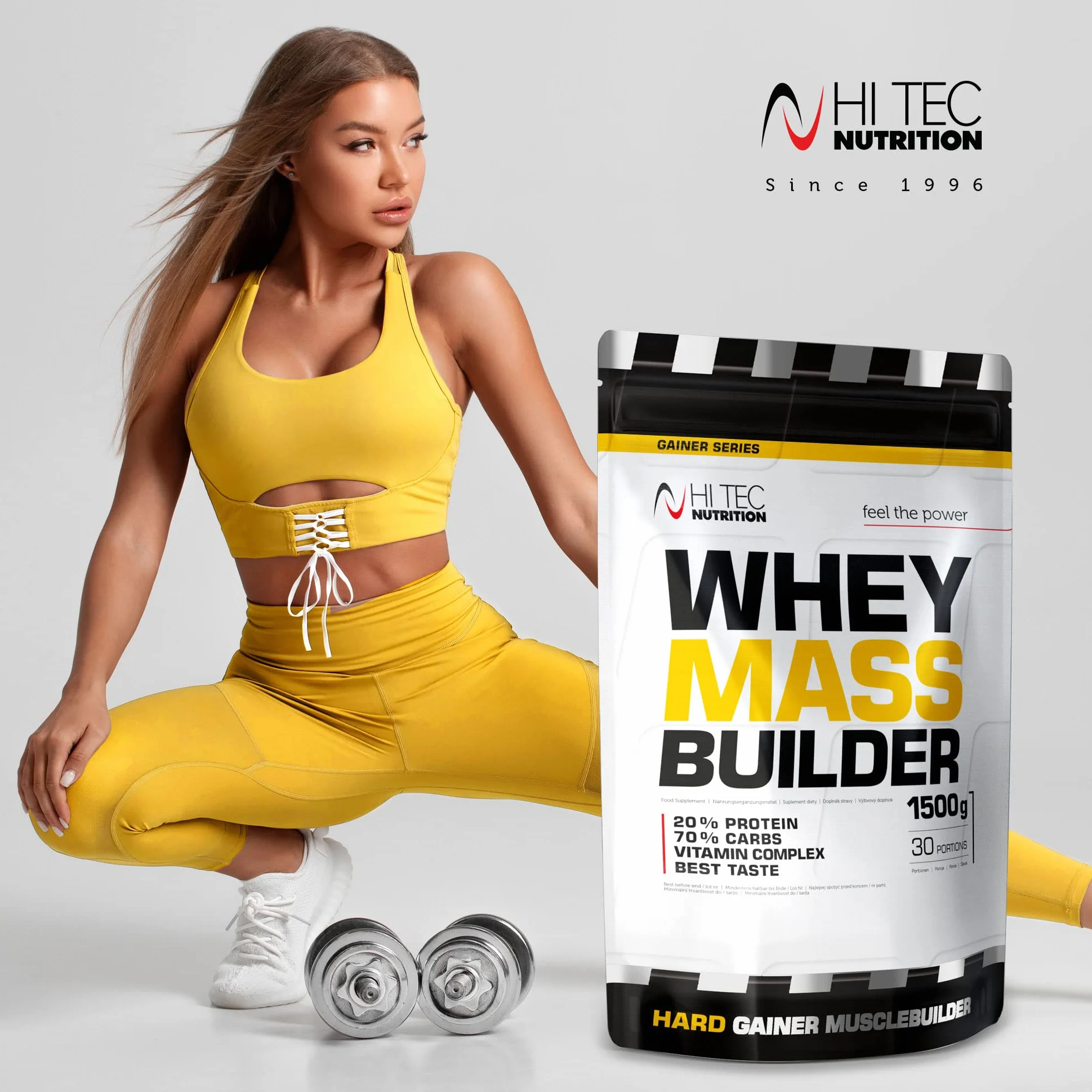 HI TEC NUTRITION Whey Mass Builder Białko Węglowodany 1500g Czekoladowy 30 Porcji