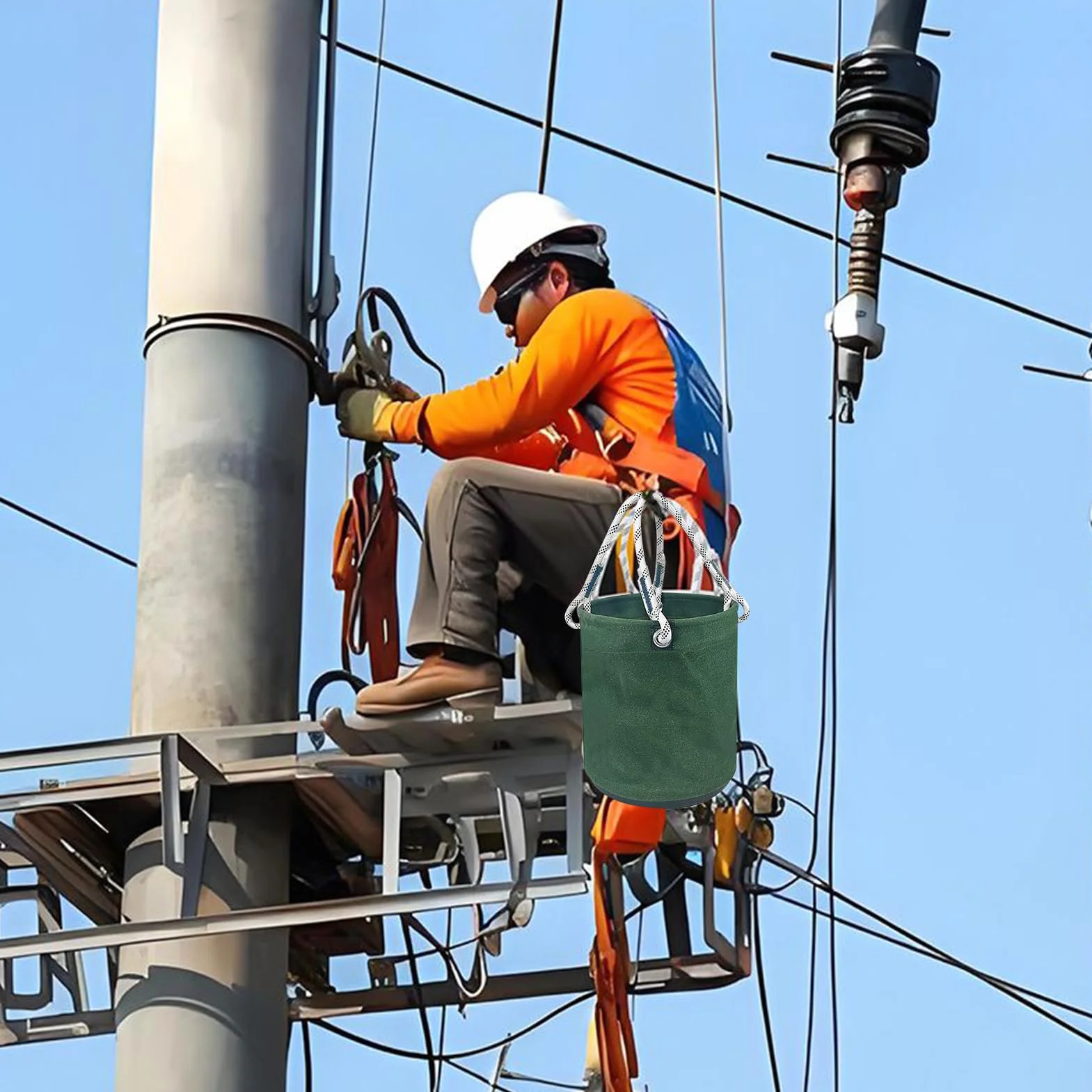Wiaderko Na Narzędzia Elektryka Torba Wiadro Organizator Dla Elektryka z | Wytrzymały i Pojemnik na Sprzęt Elektryczny dla Pracowników Budowlanych i