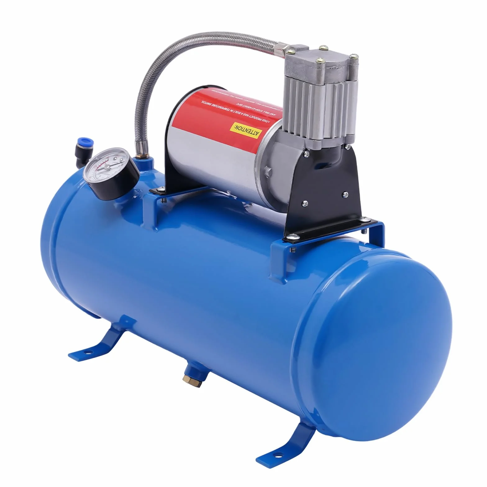 Sprężarka powietrza 12 V 150 PSI 6 l, kompresor powietrza, zbiornik z wężem 3,8 m, sprężarka powietrza do klaksonów, opon samochodowych, silników samochodowych