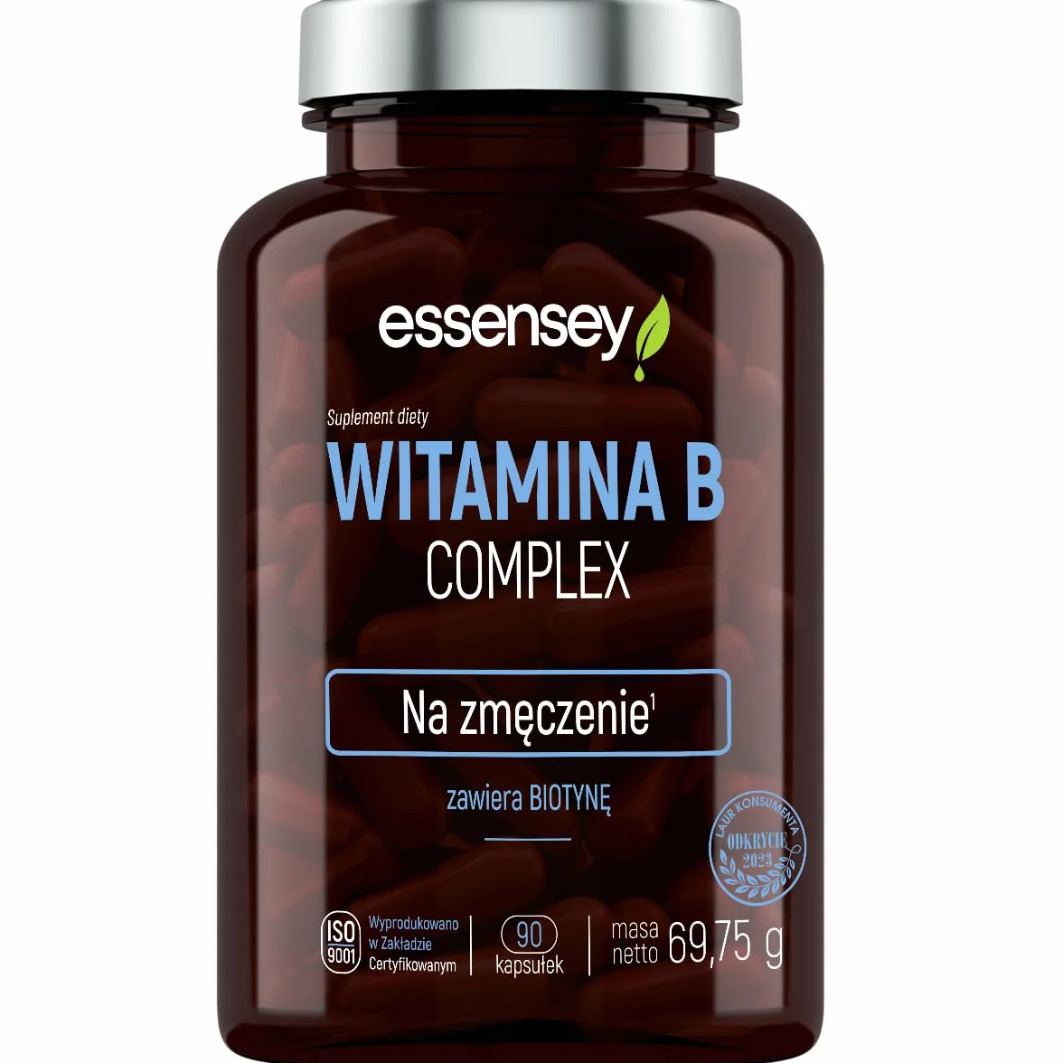 ESSENSEY - Kompleks witamin B I 11 Aktywnych składników I 90 Kapsułek I wszystkie 8 witamin B(B1,B2,B3,B5,B6,B8,B9,B12) I Dla wegetarian I 90 Dniowych porcji I Łatwe do połknięcia