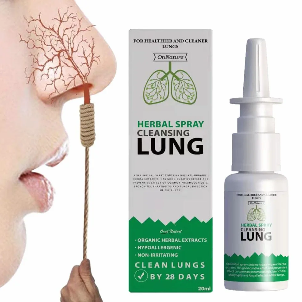 Herbal Cleanser Spray do płuc, szybko działający środek do czyszczenia płuc i detoksykacji, wirusowe płuca i drogi oddechowe dla palaczy, przezroczyste przekrwienie nosa, 20 ml