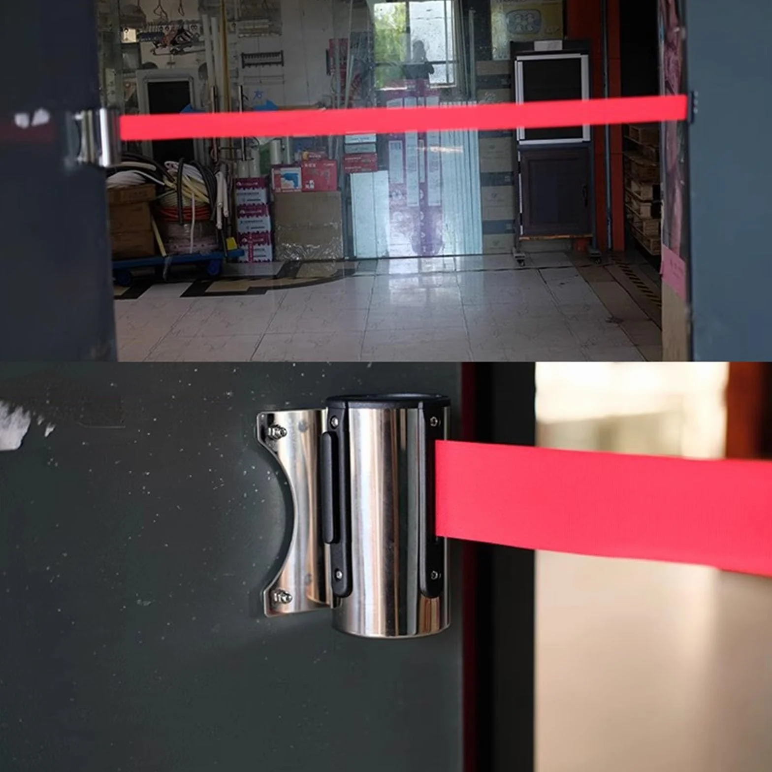 Wysuwana taśma odcinająca, magnetyczna kontrola masy, taśma odcinająca 2/3/5/10 m, blokada bezpieczeństwa do sklepów detalicznych, na lotniskach, bankach, szkołach (5 m)