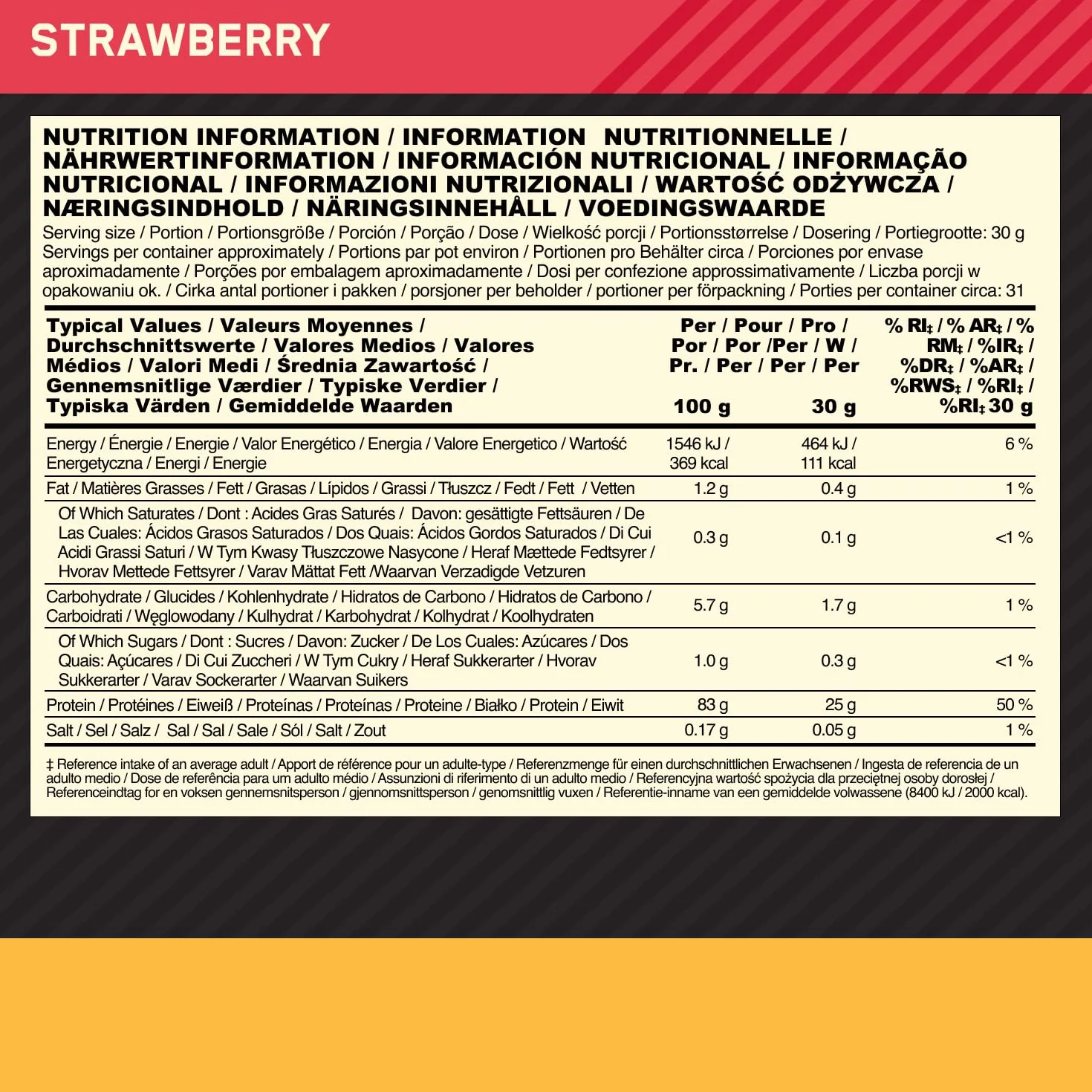 Optimum Nutrition Gold Standard 100% Isolate Izolat Białka Serwatkowego BCAA Glutamina Truskawka 31 Porcji 930 g