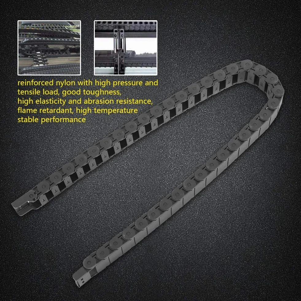 Drag Chain Schwarzes Nylon, 1 m langes Kabel Drahtträger Drag Chain Graviermaschine Zubehör mit hoher Elastizität und Abriebfestigkeit 15 mm x 30 mm