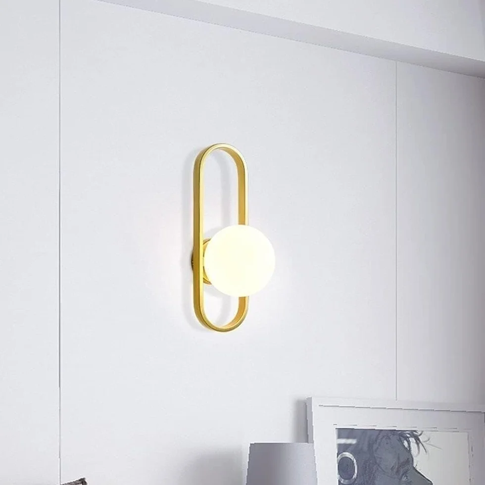 Luksusowa lampa ścienna LED sypialnia nocna szklana lampa ścienna kompatybilna z jadalnią salonem, oświetlenie średnie (złote)