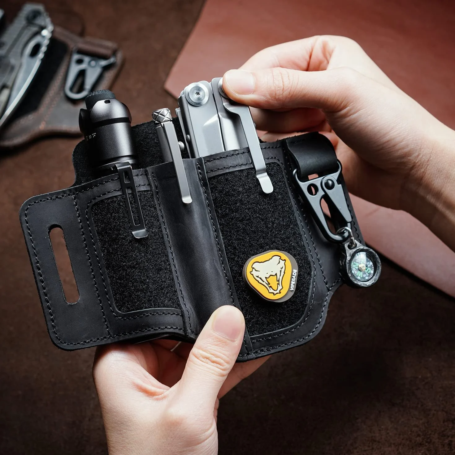 VIPERADE PL3 skórzana pochwa wielofunkcyjna EDC organizer kieszonkowy na pasek