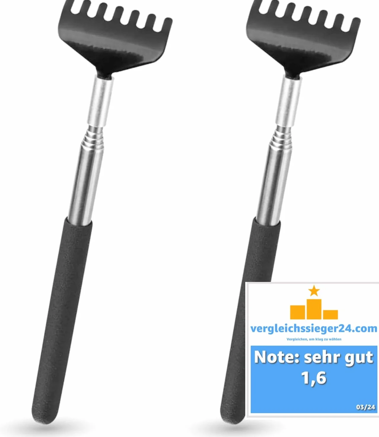 Everhomely® 2 drapaczki do pleców, stabilna i wysuwana, drążek teleskopowy z szeroką końcówką przeciwko swędzeniu, urządzenie do masażu