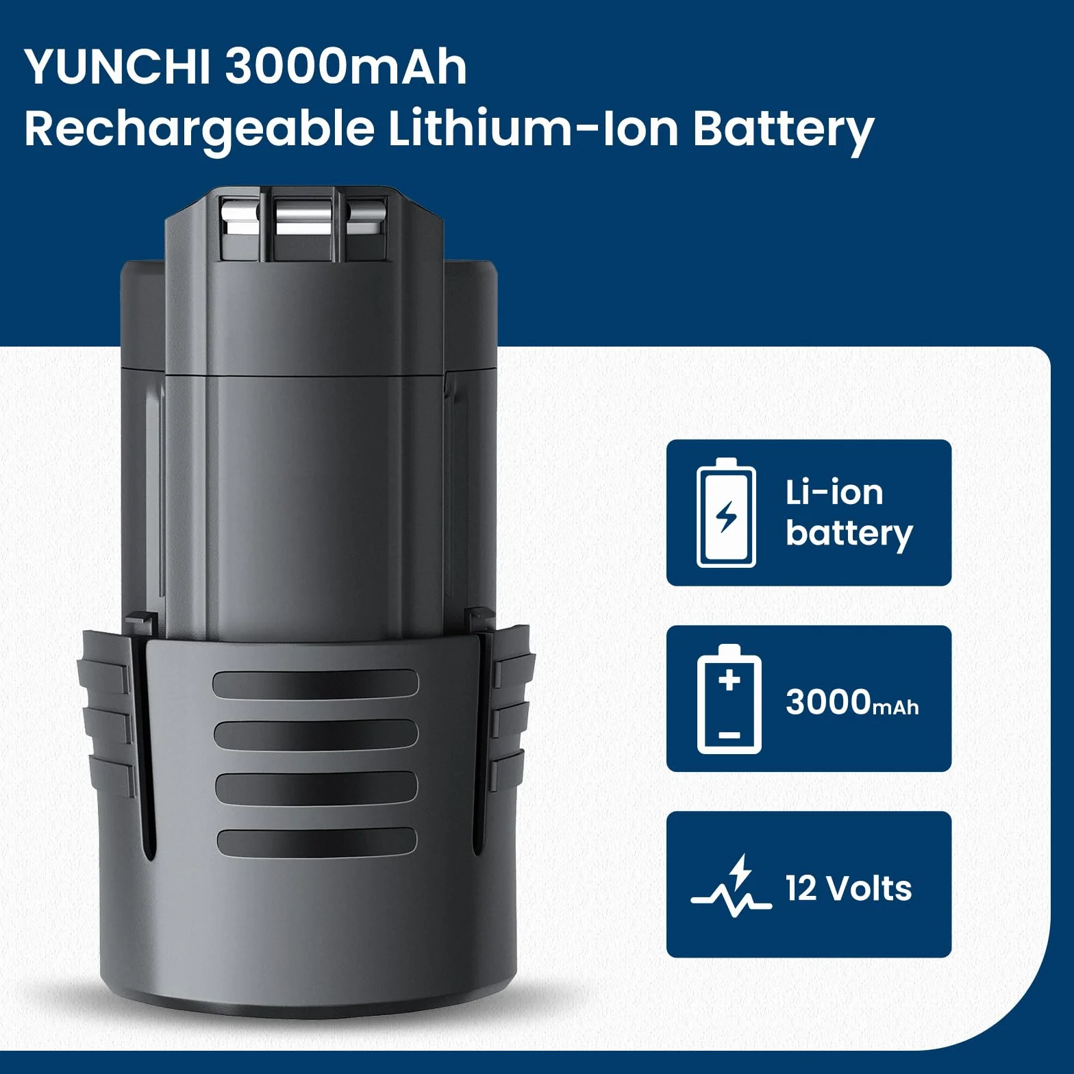 YUNCHI Akumulator zastępczy 3,0 Ah do Bosch 12 V, 2 sztuki