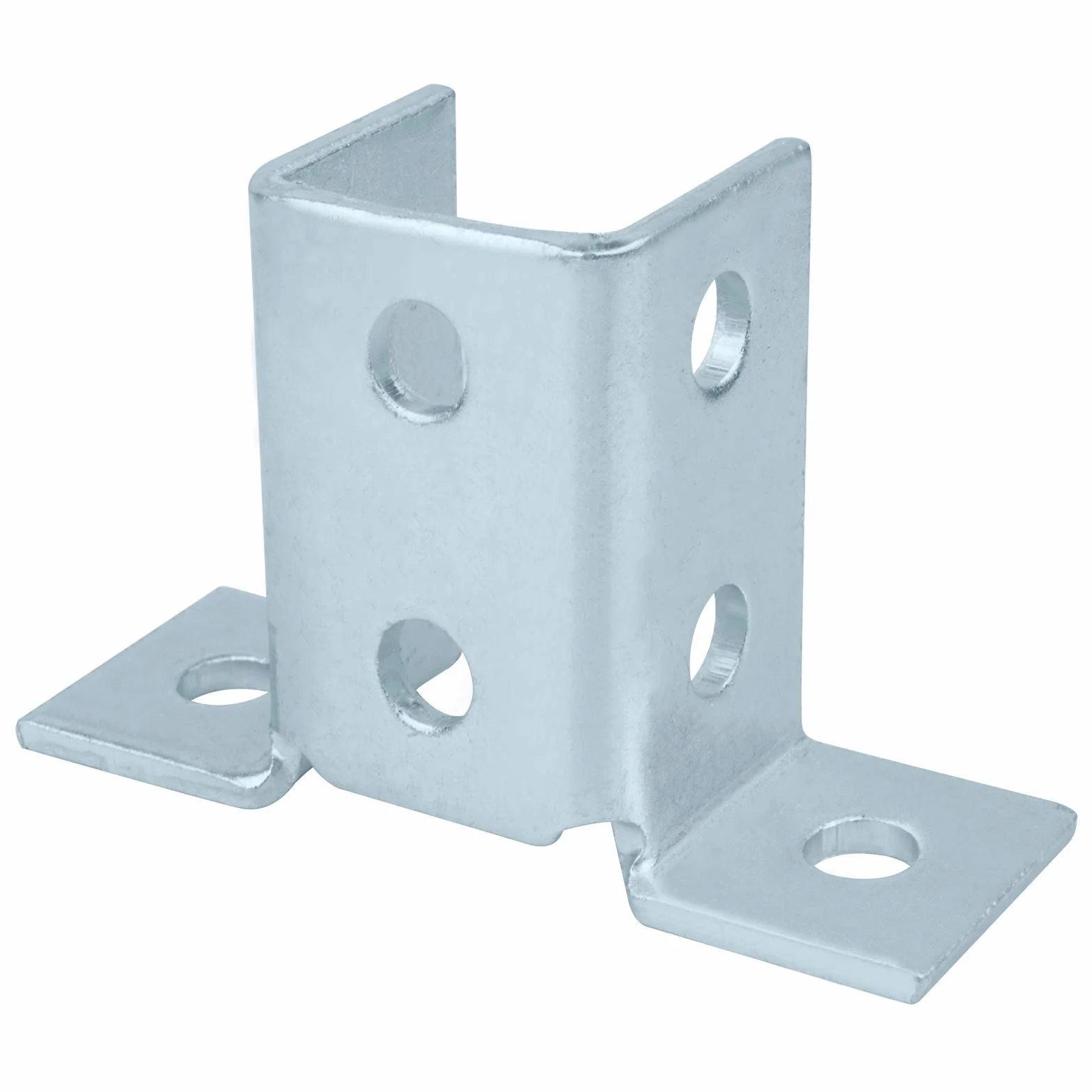 8-otworowy wspornik łączący w kształcie skrzydła 90 stopni, do 3-kanałowego przekroju poprzecznego, grubość 4,7 mm, pasuje do śruby 1,5 cm x 5,5 cm, stalowy, galwanizowany elektrolitycznie (4 sztuki)