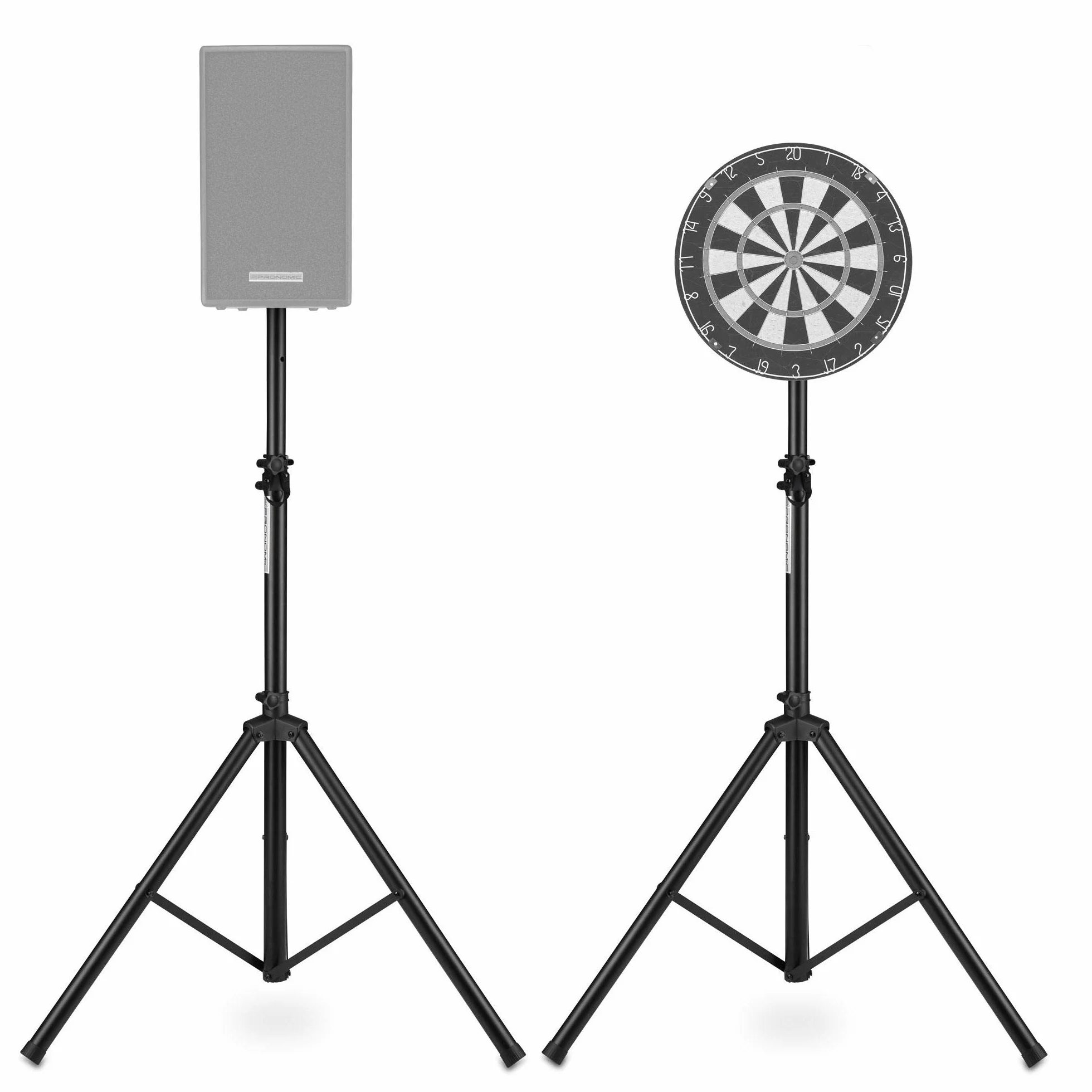 Pronomic SPS-1A statyw bokserski z aluminium, stabilna, bardzo szeroka konstrukcja trójnożna, wysokość 125 – 185 cm, może być również stosowany jako statyw do darta lub statyw fotograficzny