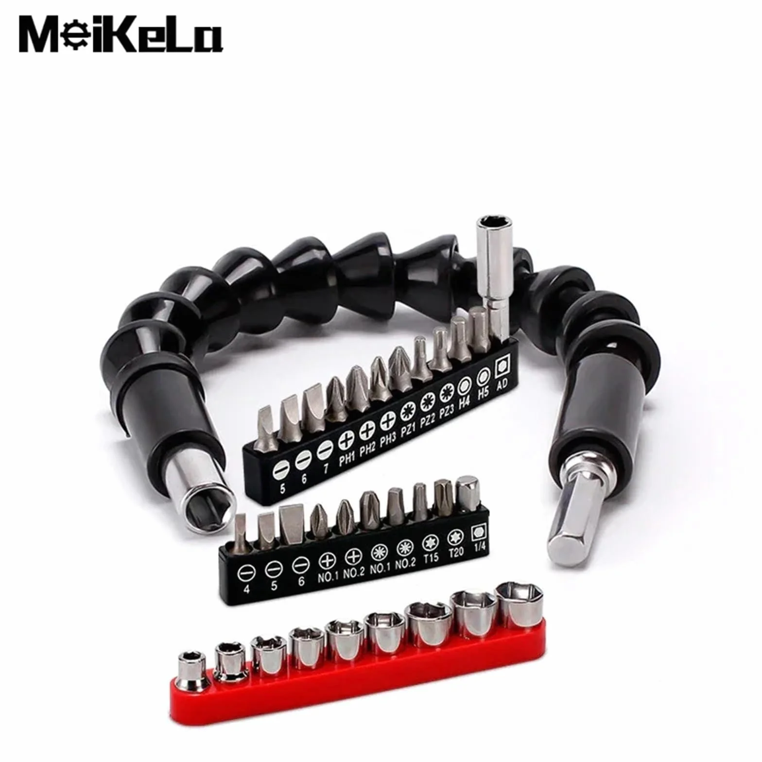 Adapter przedłużki wiertła, Elastyczny zestaw przedłużający do wiertarki 1/4" Adapter 105 stopni kąt prosty Opakowanie 22 szt(10pc)