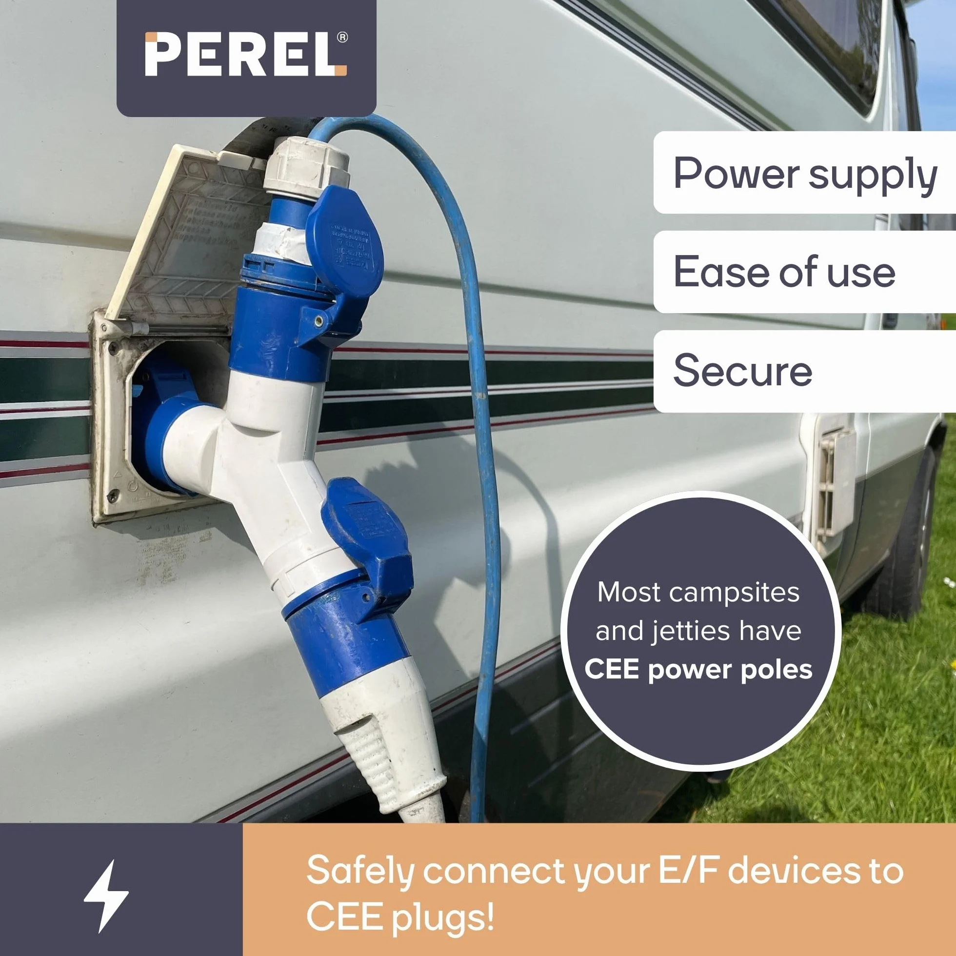 PEREL - ECEEA3 kabel wtyczka Schuko na złącze Cee, 3 m 162434