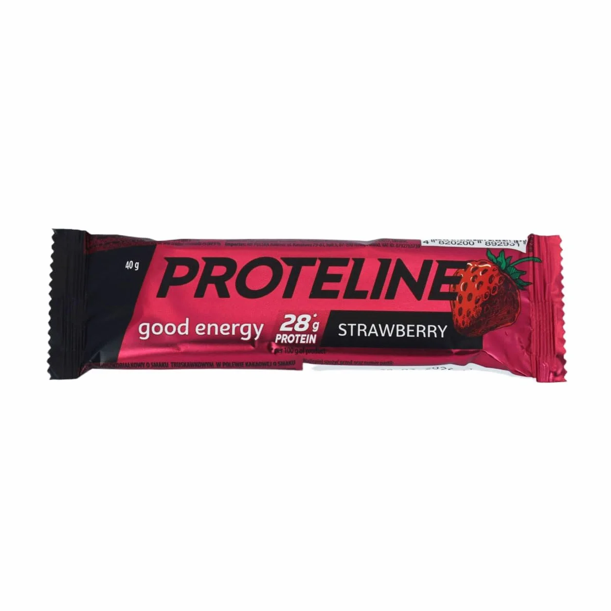 Baton Proteinowy Truskawkowy 28 g Białka 24 x 40 g Wysokobiałkowa Przekąska dla Sportowców
