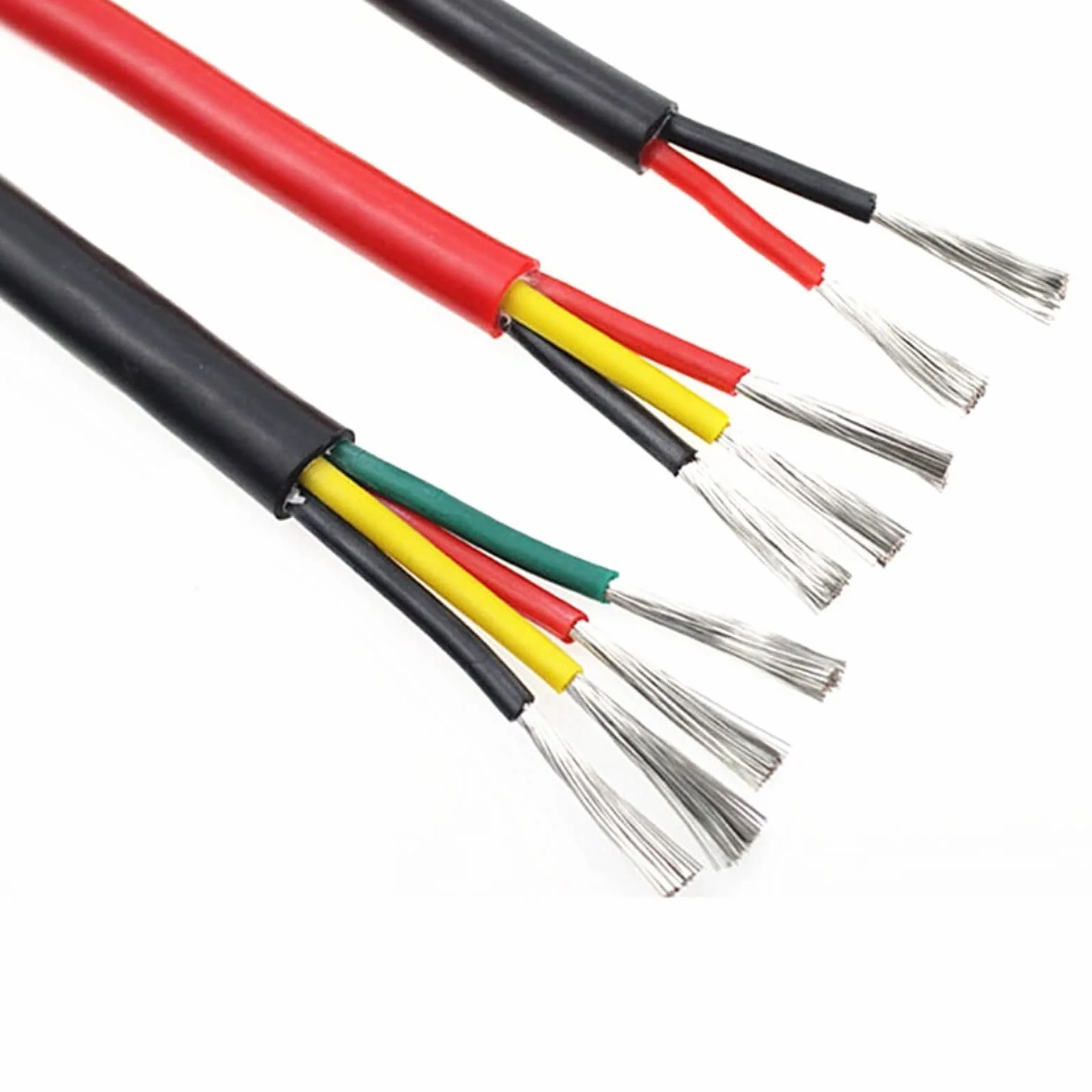 Kabel silikonowy Przewód elektryczny, 3 metry wysokotemperaturowy 180C 2-8 rdzeni 0,2-2,5 mm2(6 Core,0.2mm 24AWG)