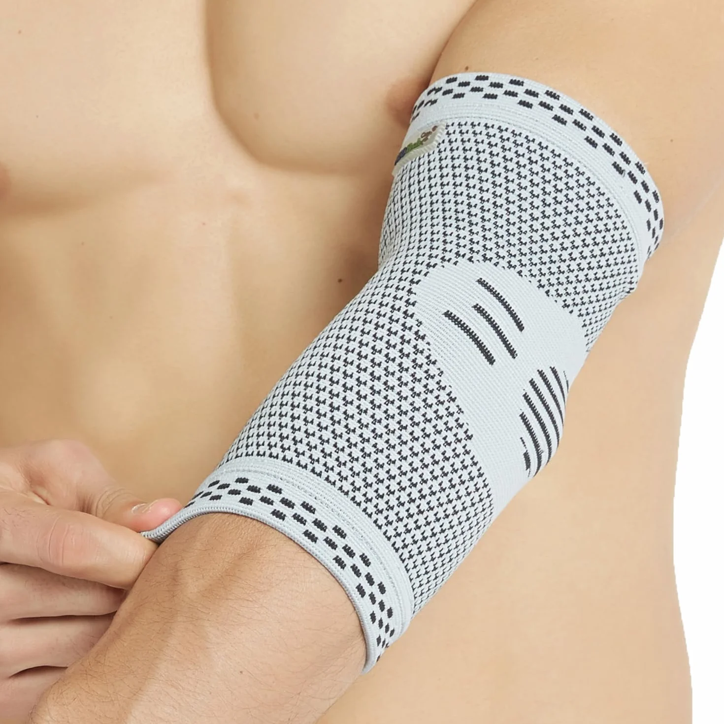 Neotech Care - Bandaż na łokieć - włókna bambusowe i dzianina 3D - elastyczna i oddychająca - do golfa, tenisa, sportu - na prawą lub lewą rękę (Szary, 1 jednostka, M)