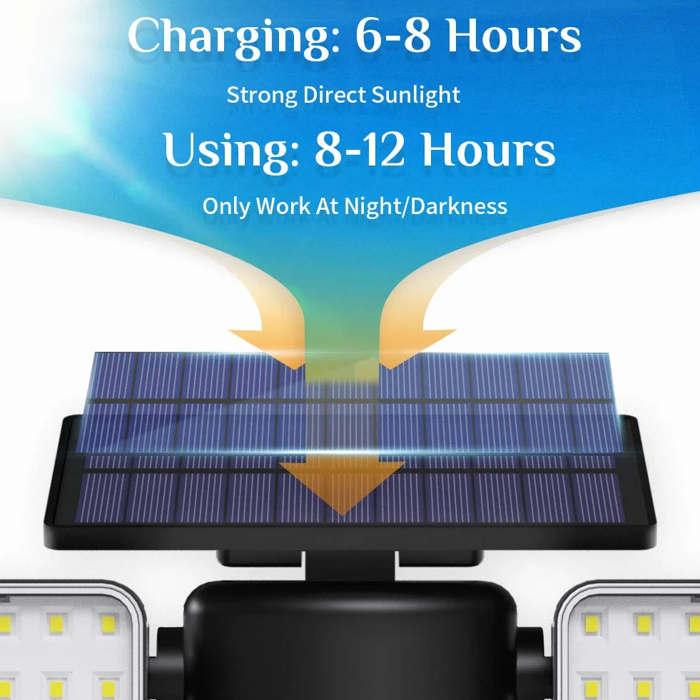 OUSFOT Lampy solarne na zewnątrz 56 LED solarne światła powodziowe czujnik ruchu podwójny panel światło bezpieczeństwa 360° regulowany reflektor ścienny IP65 wodoodporny do ogrodu garażu podjazdu drzwi wejściowych