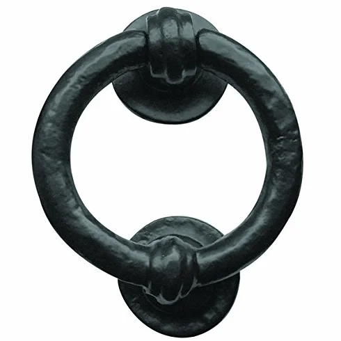 Frelan JAB7 kołatek do drzwi z żelaznym pierścieniem, czarny, 100 mm