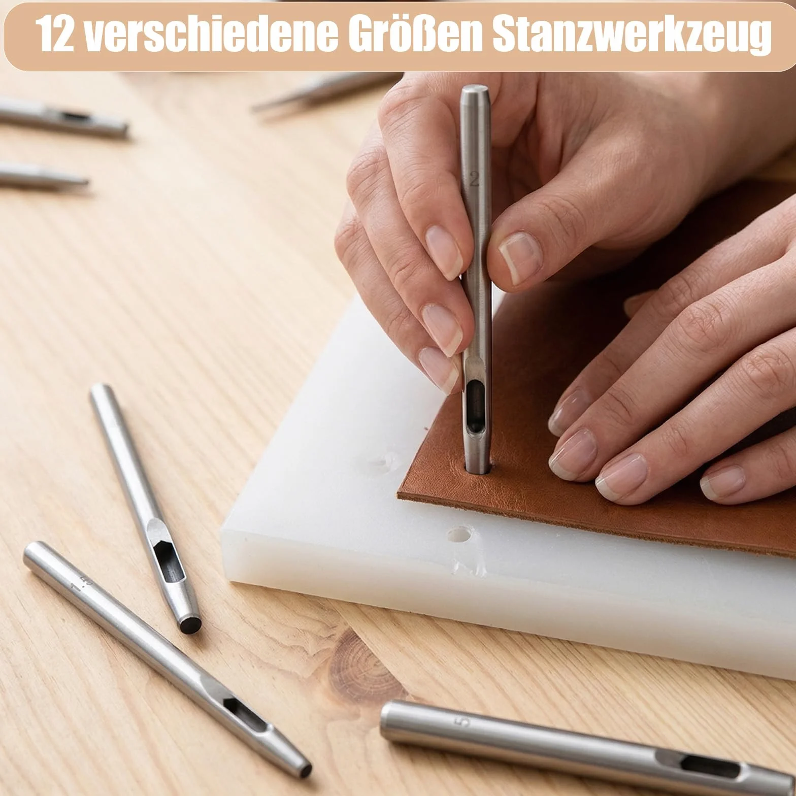 Zestaw 12 narzędzi do dziurkowania, skórzanych, stalowych, dziurkaczy 0,5-6 mm, zestaw do skórzanych uszczelek, pasków, butów, materiału, 12 sztuk