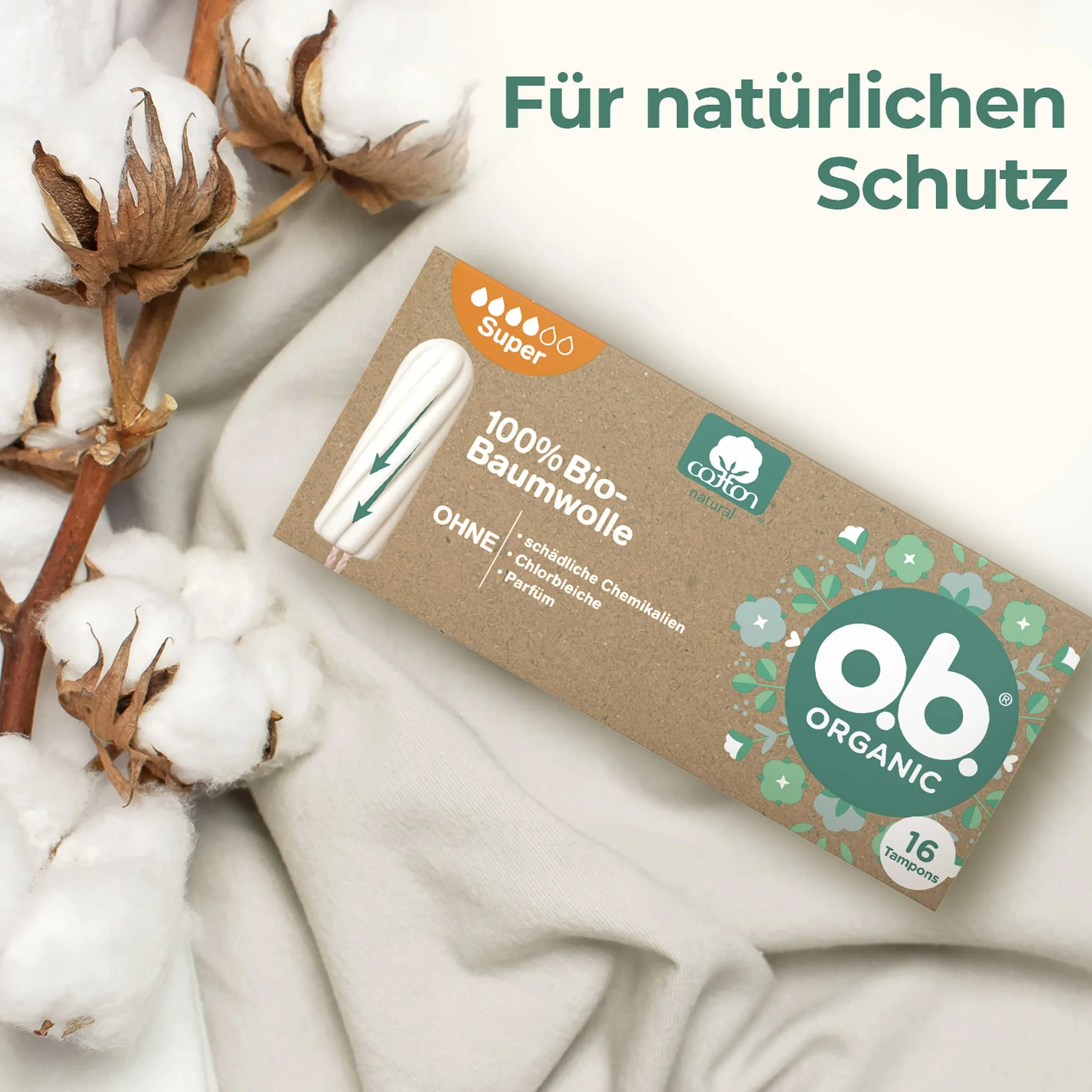 o.b. Organic Super ekologiczne tampony bawełna organiczna 16 sztuk