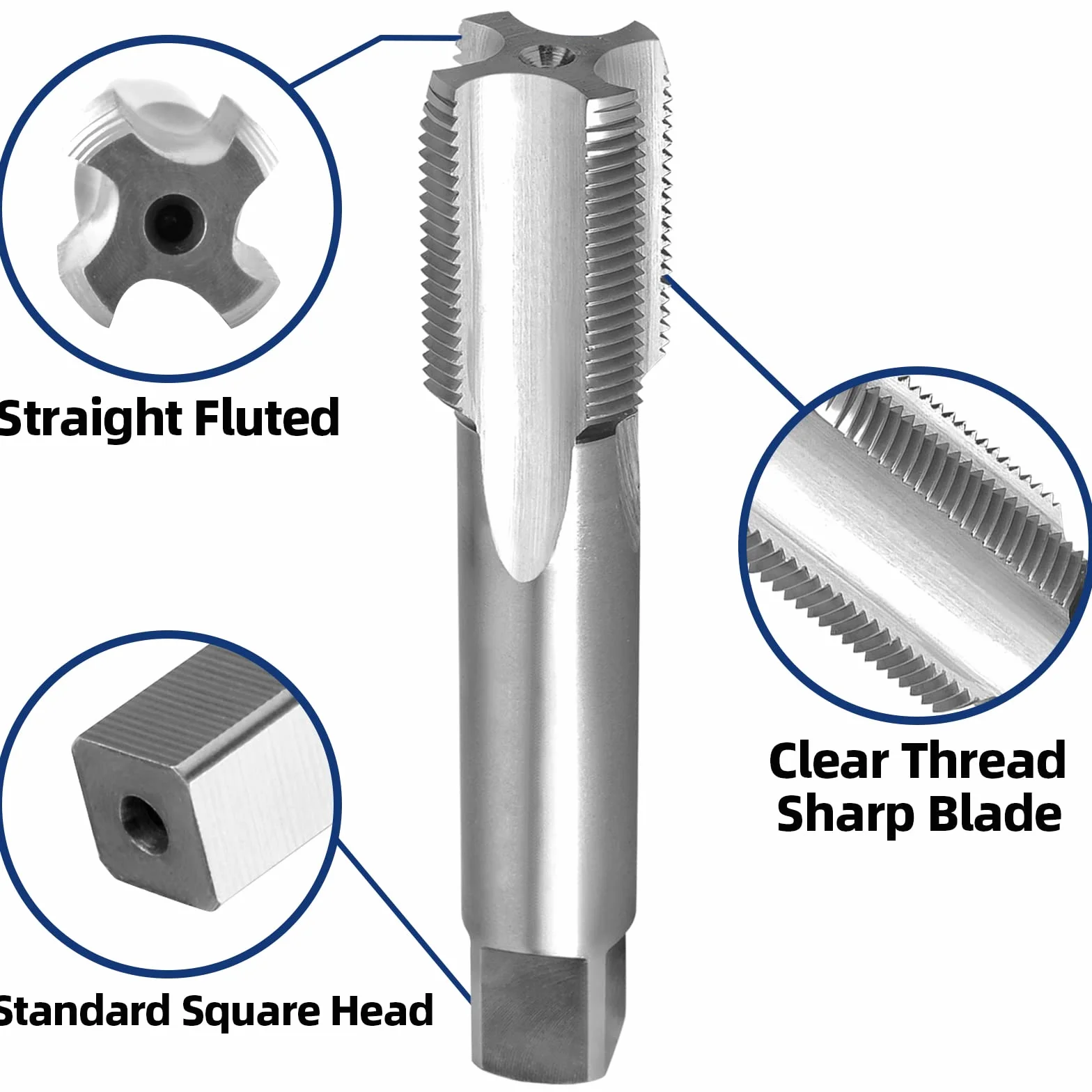 Burkit 1 1/8"-20 UN gwintownik praworęczny, HSS 1-1/8 x 20 UN prosty karbowany kran maszynowy