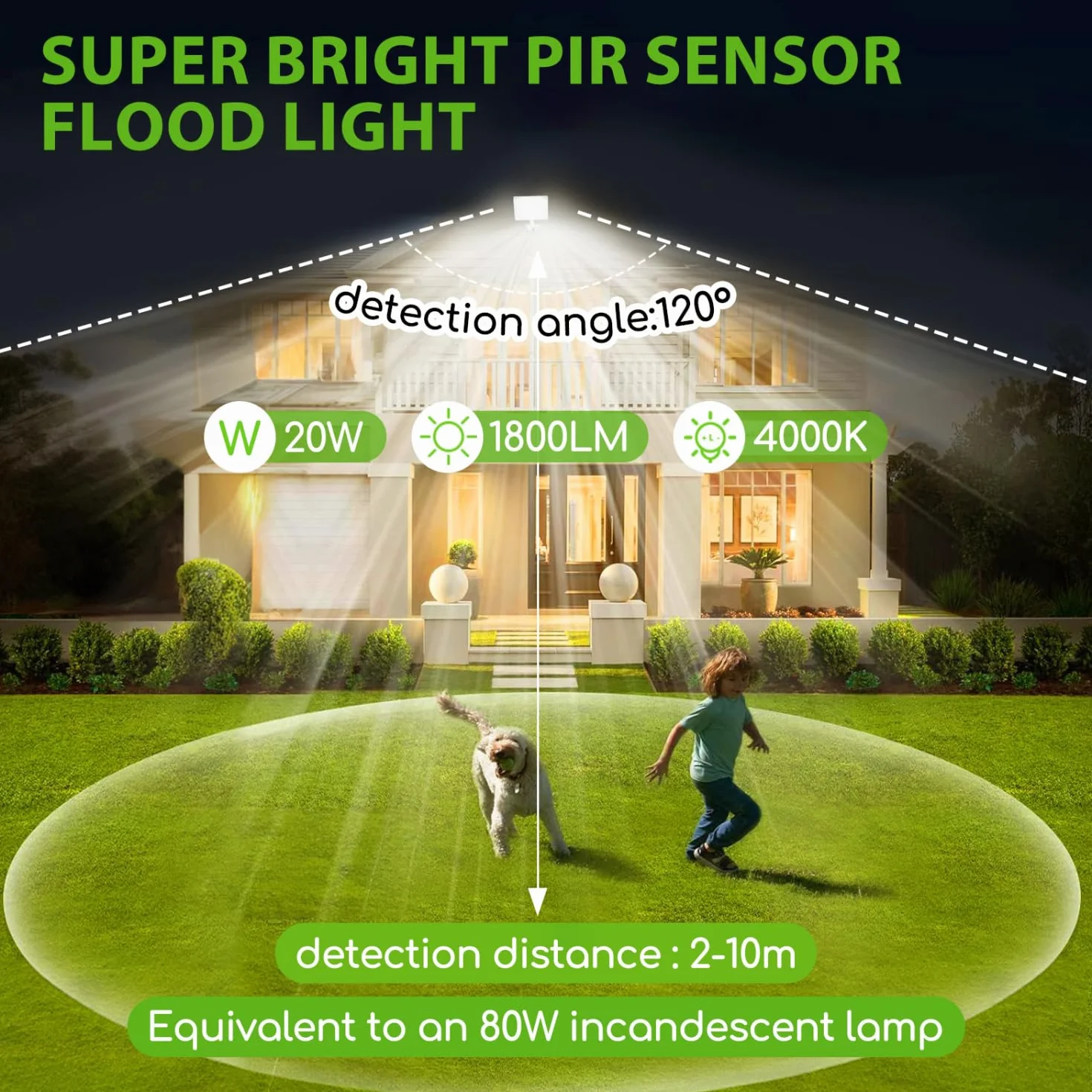 Aigostar Naświetlacz LED z Czujnikiem Ruchu 20 W 4000K 1800lm