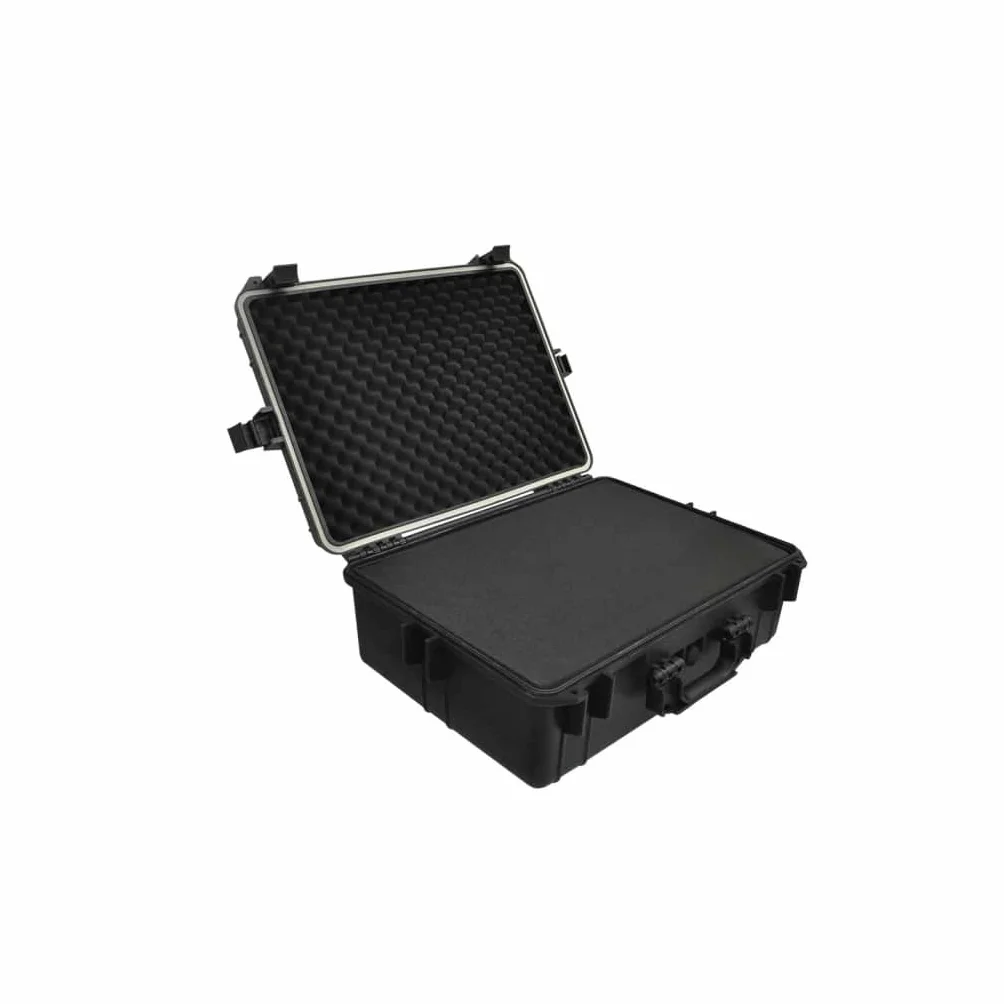 Walizka transportowa czarna z pianką, pojemność 35 l, wykonana z polipropylenu, 57 x 43 x 22 cm, zamykana z uchwytem do walizki na narzędzia, przechowywanie w warsztacie, garażu i na placu