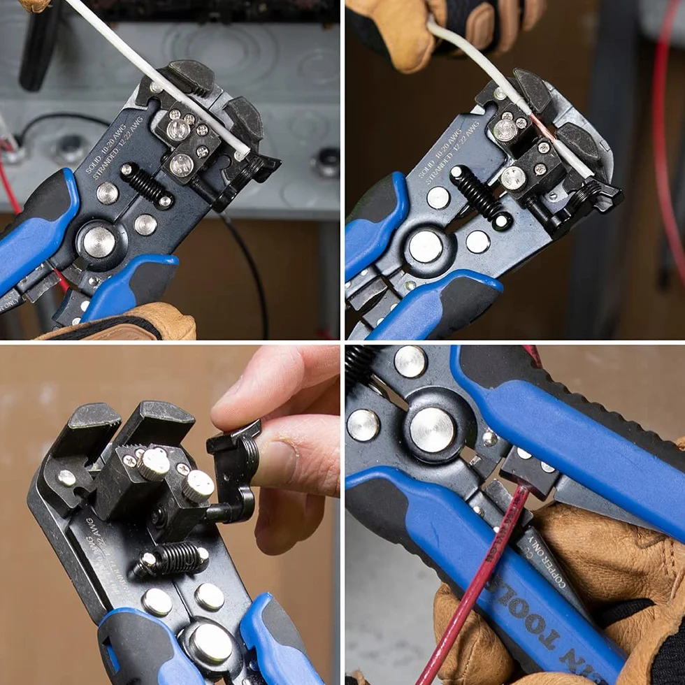 Samoregulujący się ściągacz i obcinacz do drutu, 10-20 AWG Klein Tools 11061, niebieski/srebrny