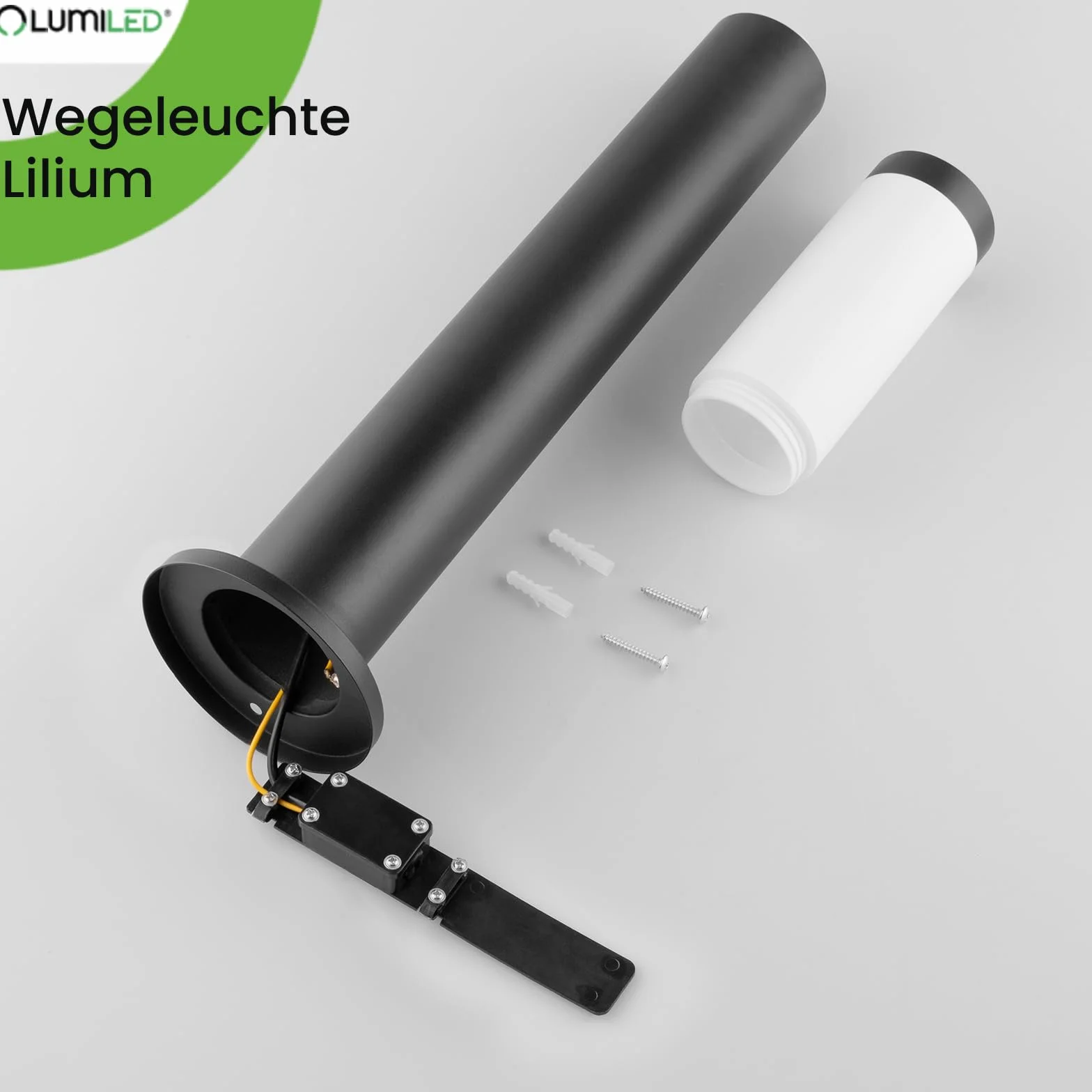 Lumiled Lampa zewnętrzna na ścieżkę, lampa cokołowa, zewnętrzna, lampa stojąca, lampa ogrodowa, lampa stojąca, 65 cm, IP44, czarna, stal nierdzewna, E27, oprawa, lampa słupkowa