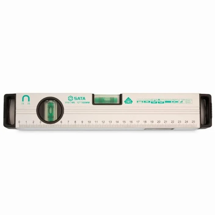 SATA ST91616 poziomica magnetyczna aluminiowa 120 cm, z dwoma zaślepkami amortyzującymi wstrząsy