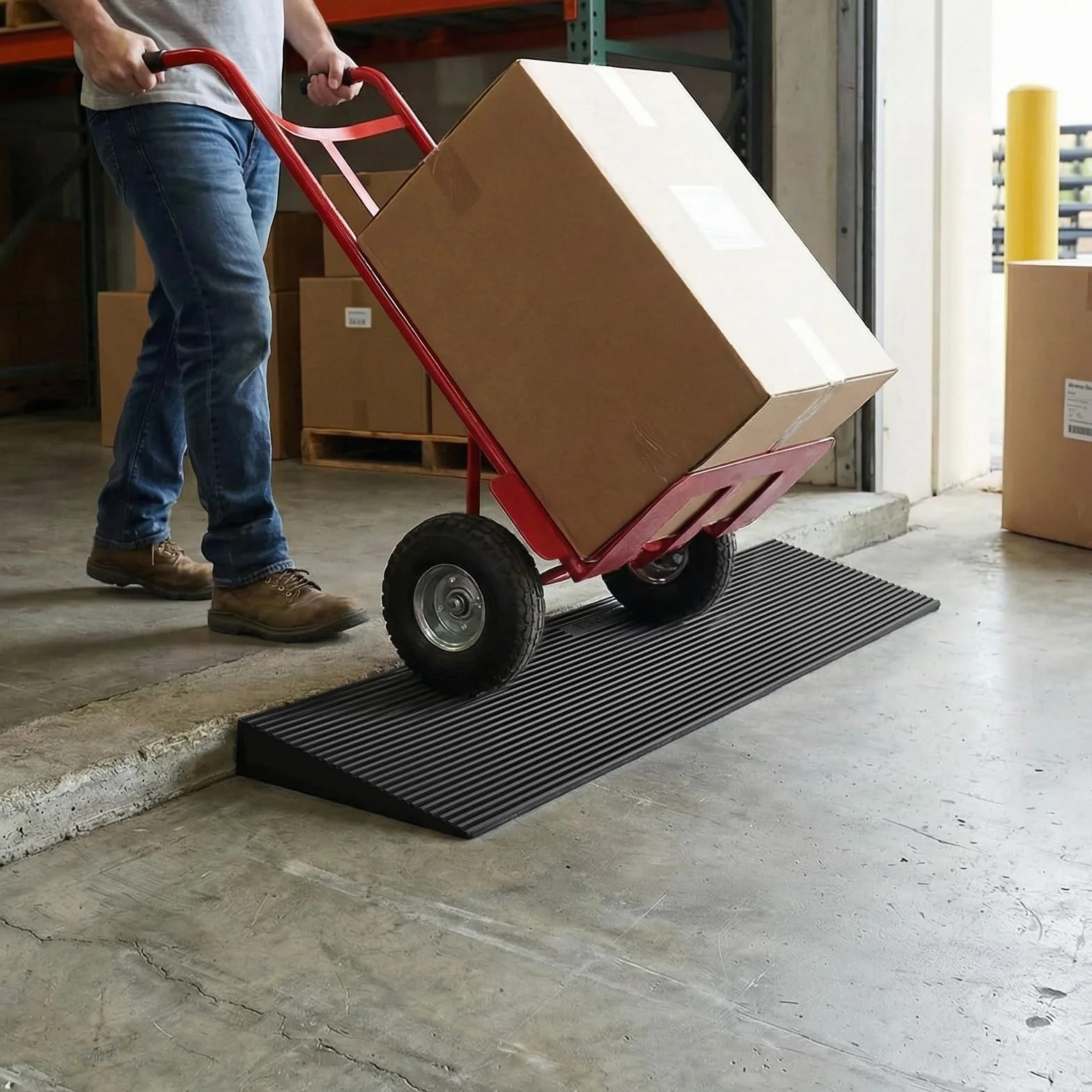 VEVOR Rampa progowa wysokość 4 cm rampa do cięcia gumy, obciążenie 15 t, rampa dostępu do wózków inwalidzkich, szerokość 90 cm, antypoślizgowa, dwustronna taśma samoprzylepna do drzwi łazienkowych