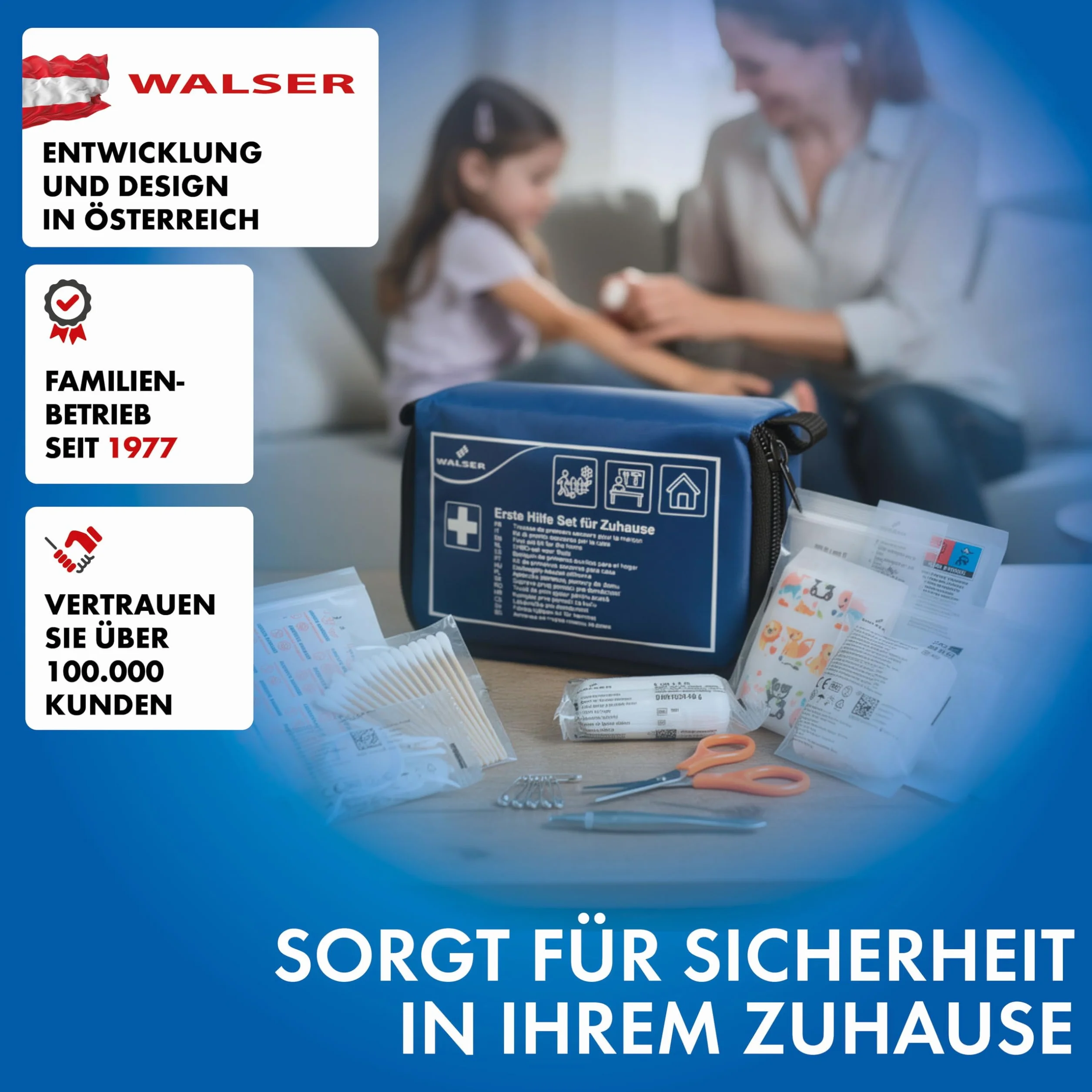 WALSER Premium mini apteczka pierwszej pomocy do domu, wodoodporna torba pierwszej pomocy 2026, poręczny zestaw awaryjny z 107 częściami, kompaktowy zestaw pierwszej pomocy, zestaw apteczki podróżnej