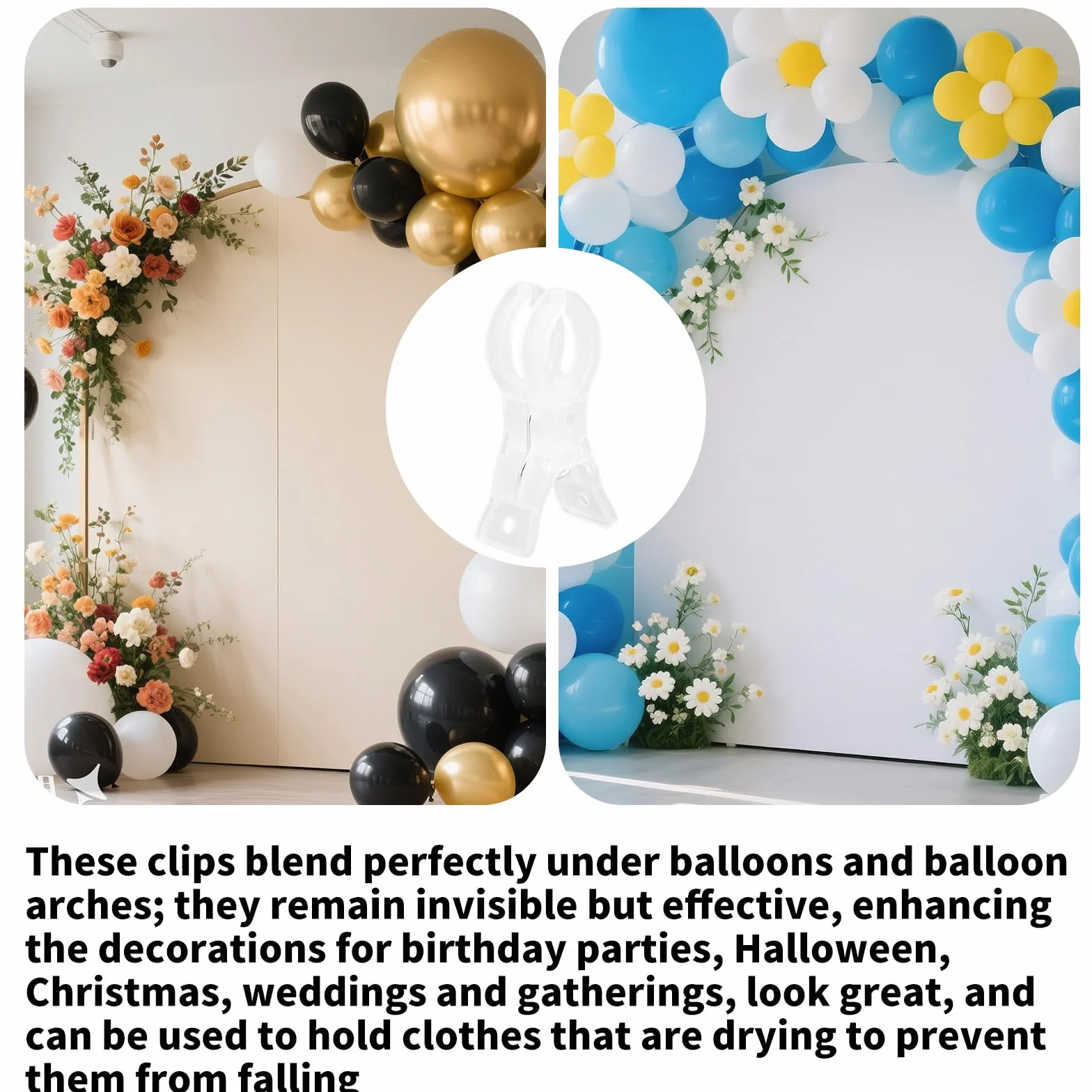 10szt Klipsów Łuków Balonowych, Trwałe Duże Przezroczyste Klipsy Łuków Balonowych Praktyczne Zaciski Wieszaków na Ubrania na Urodziny Wesele do Studia Fotograficznego Artykuły Dekoracyjne